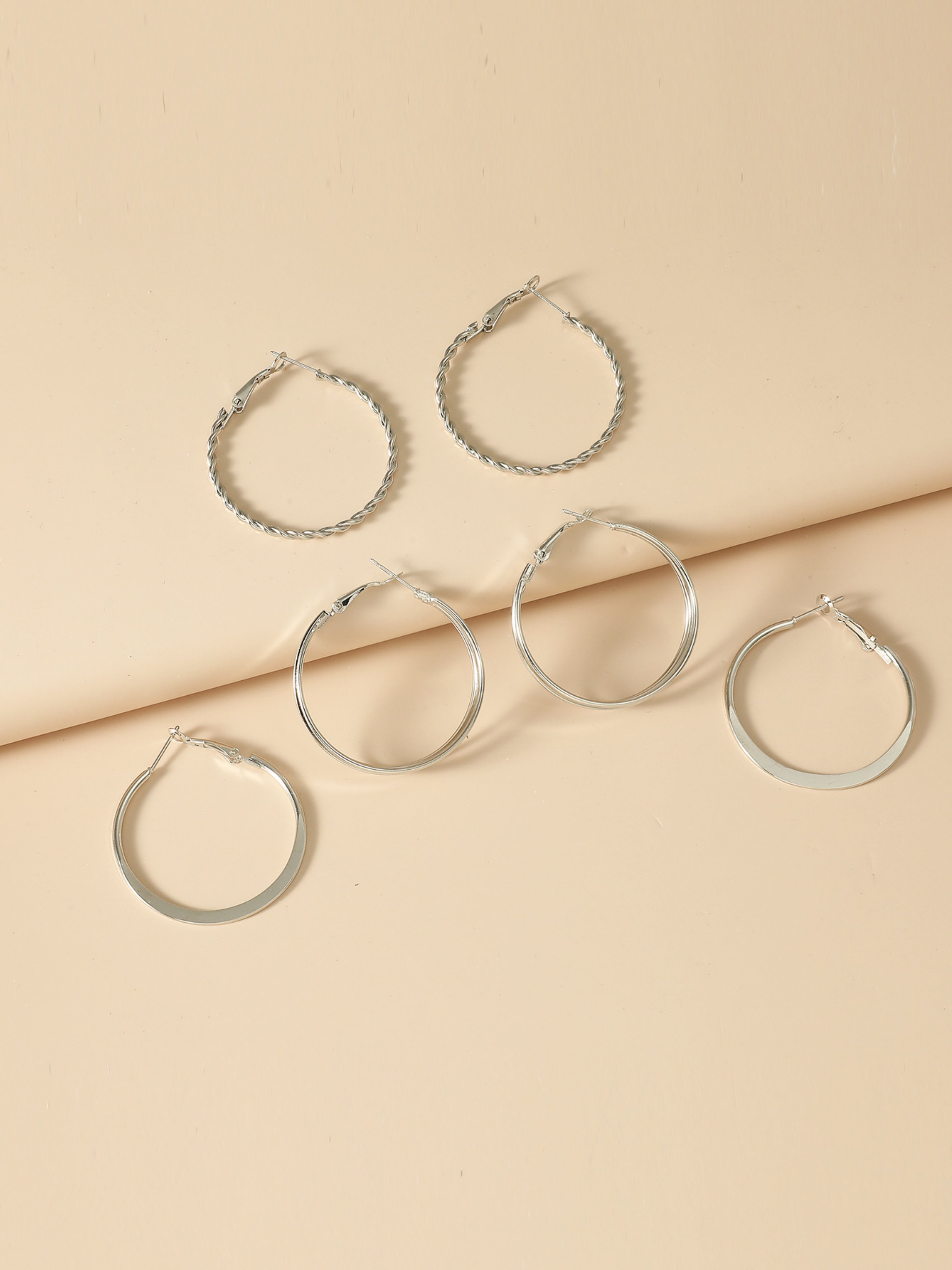 Silver Hoop Earrings Set for Casual Wear.