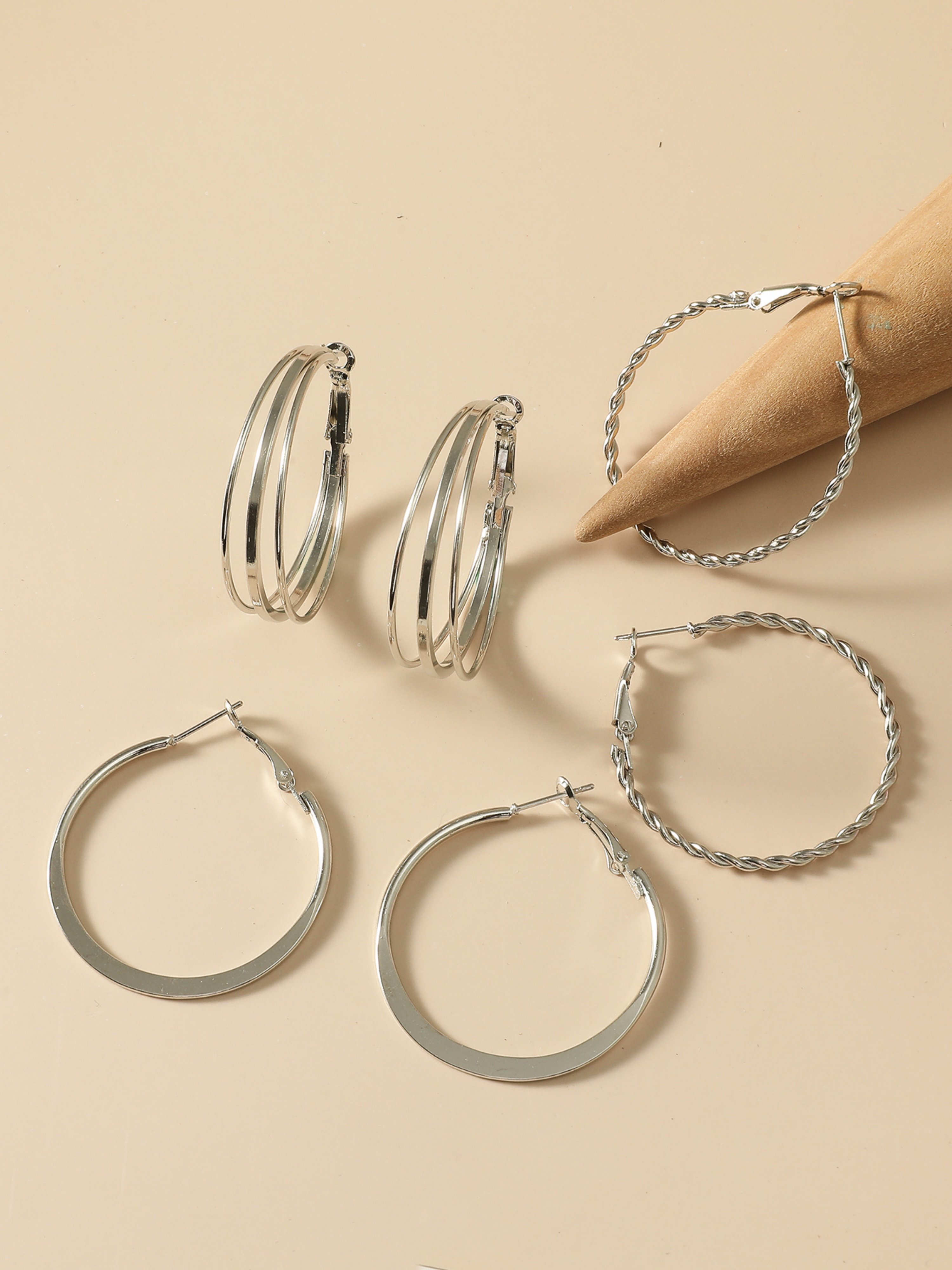 Silver Hoop Earrings Set for Casual Wear.