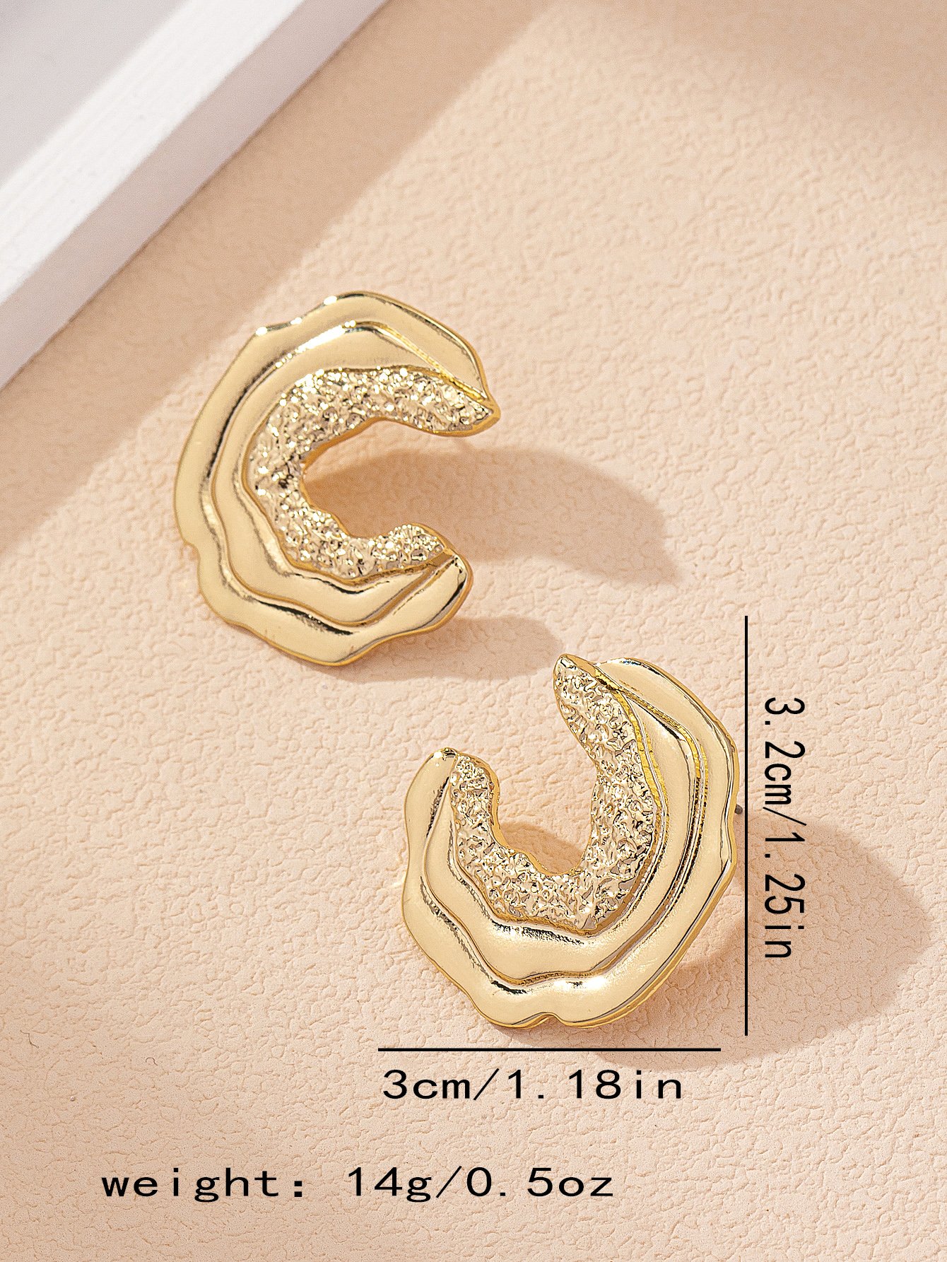 Gold Geometric Stud Earrings for Everyday Wear.