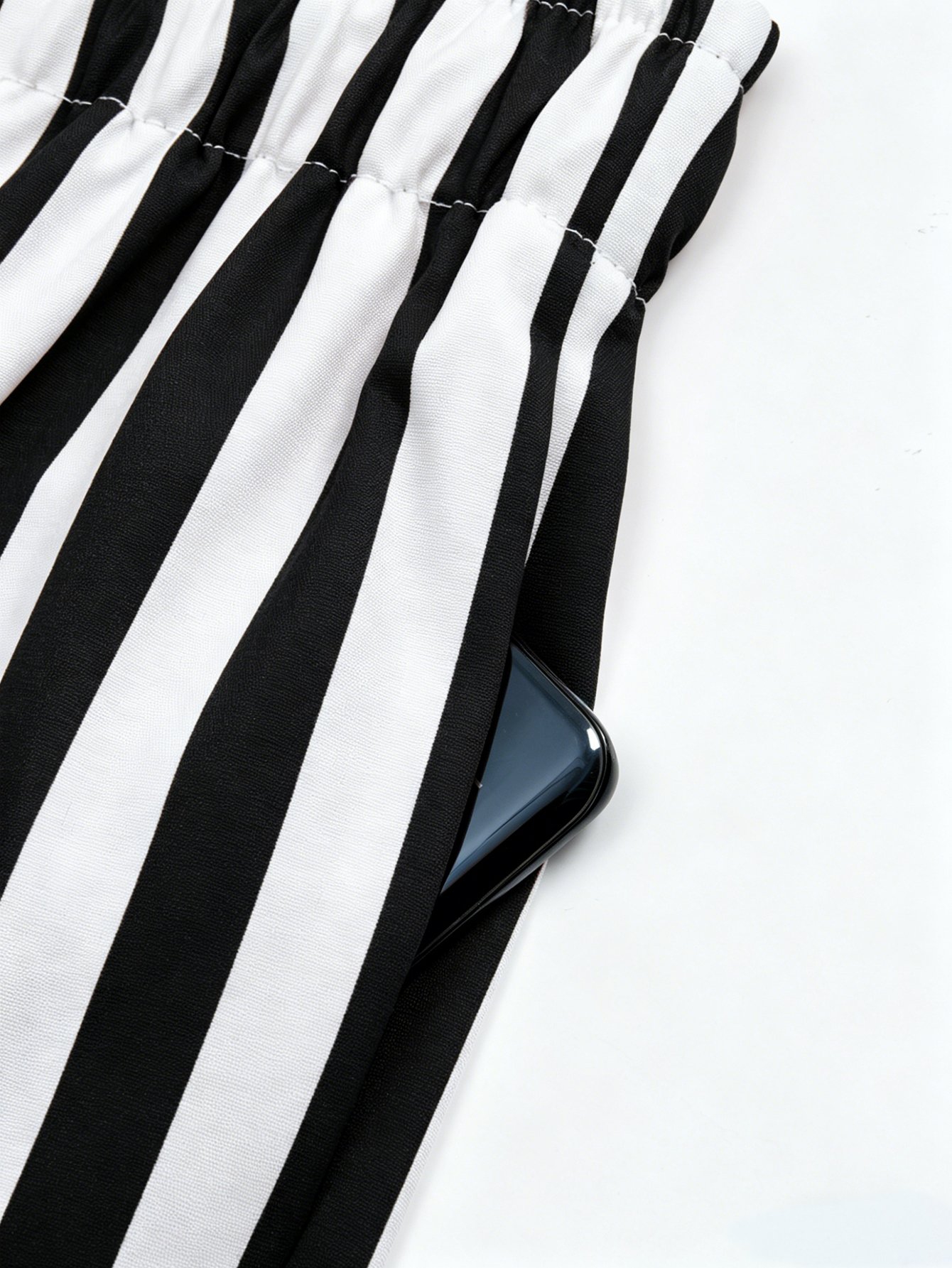 Chic Striped Wide Leg Drawstring Pants