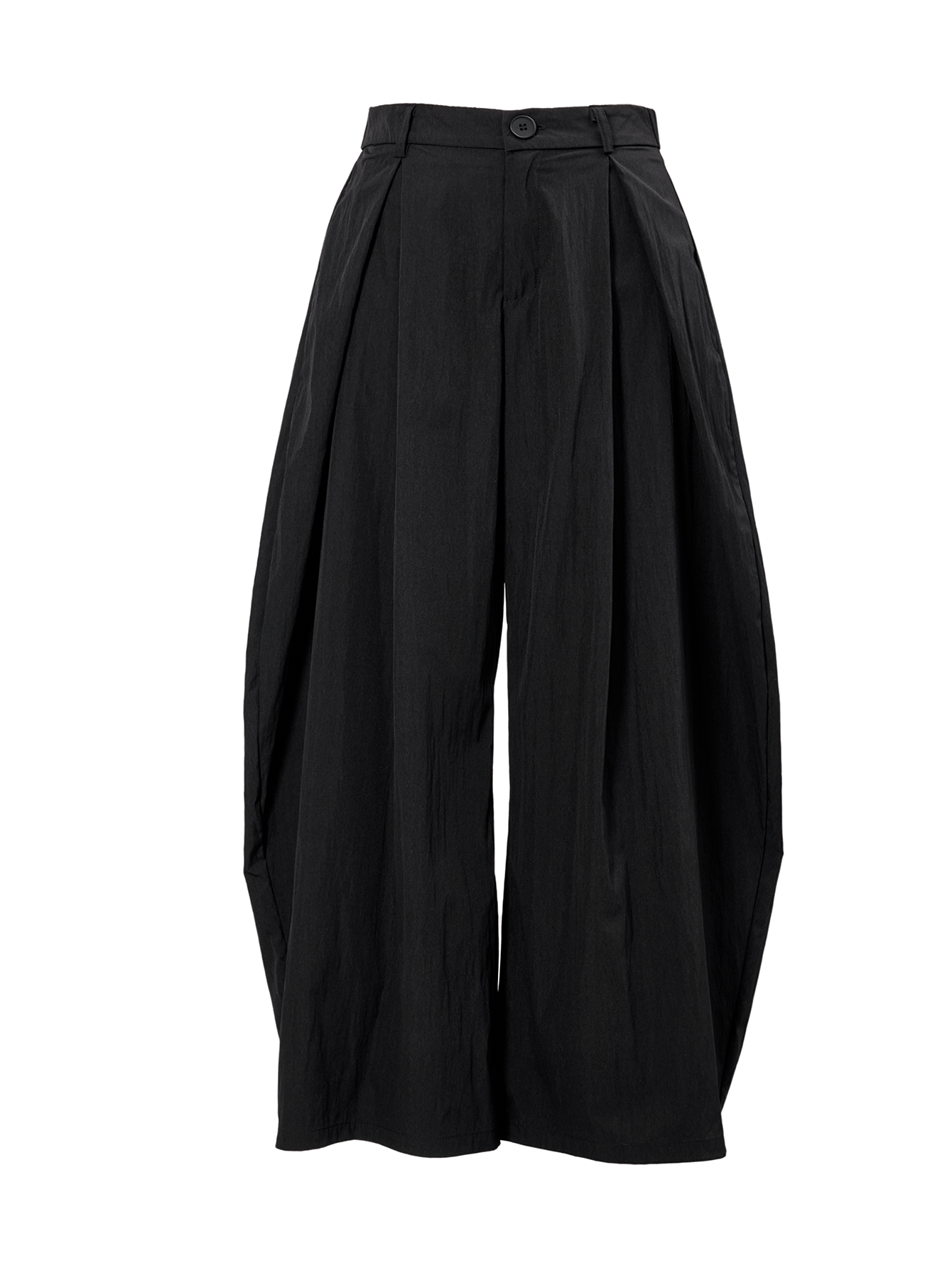 Black Pleated Wide-Leg Trousers