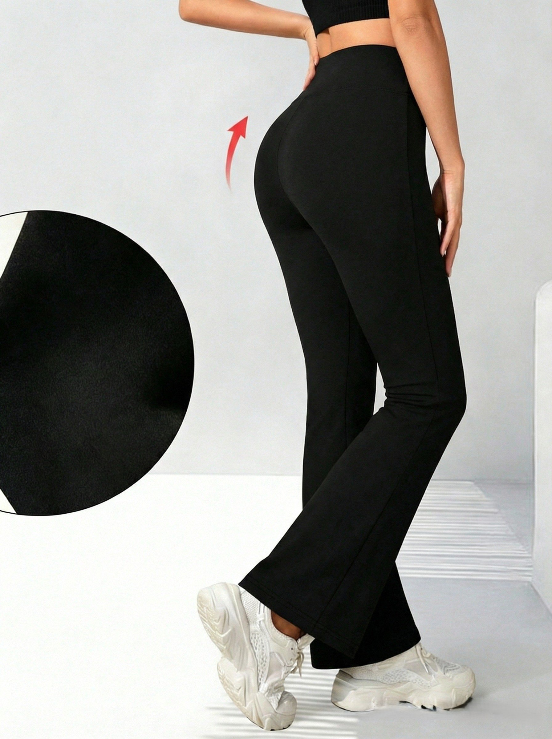 Black High-Waist Flare Trousers