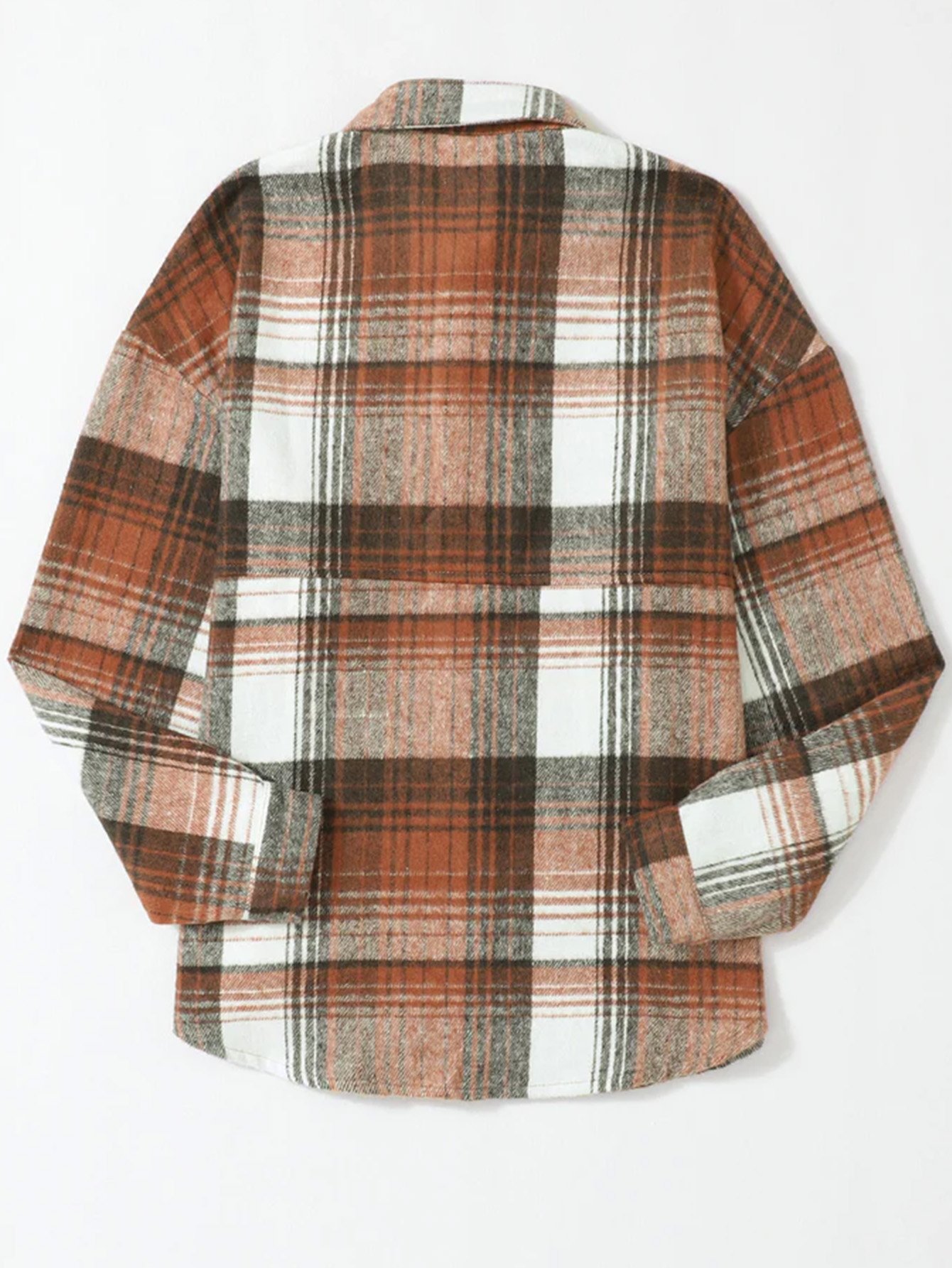 Brown Plaid Long Sleeve Button-Up Shirt