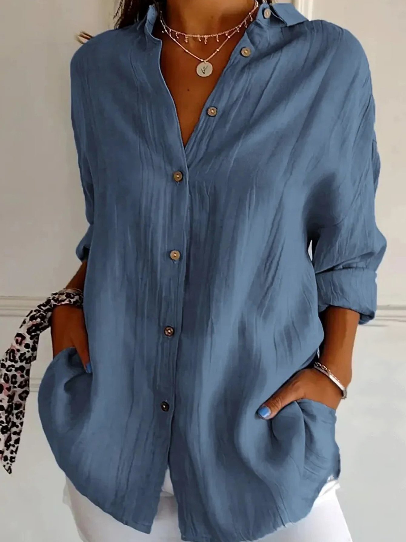 Blue Relaxed Fit Button-Down Shirt