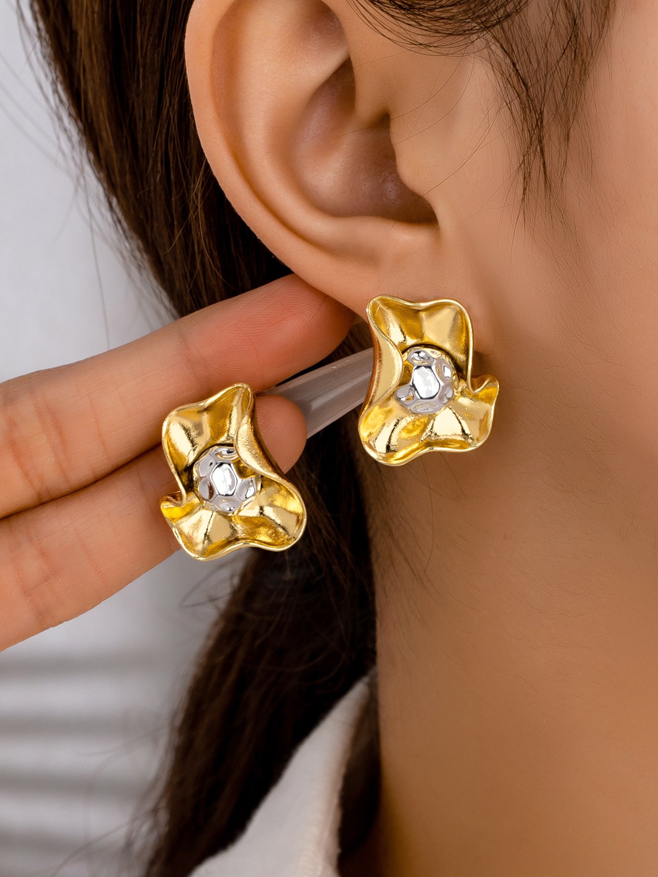 Gold Irregular Stud Earrings for Everyday Wear.