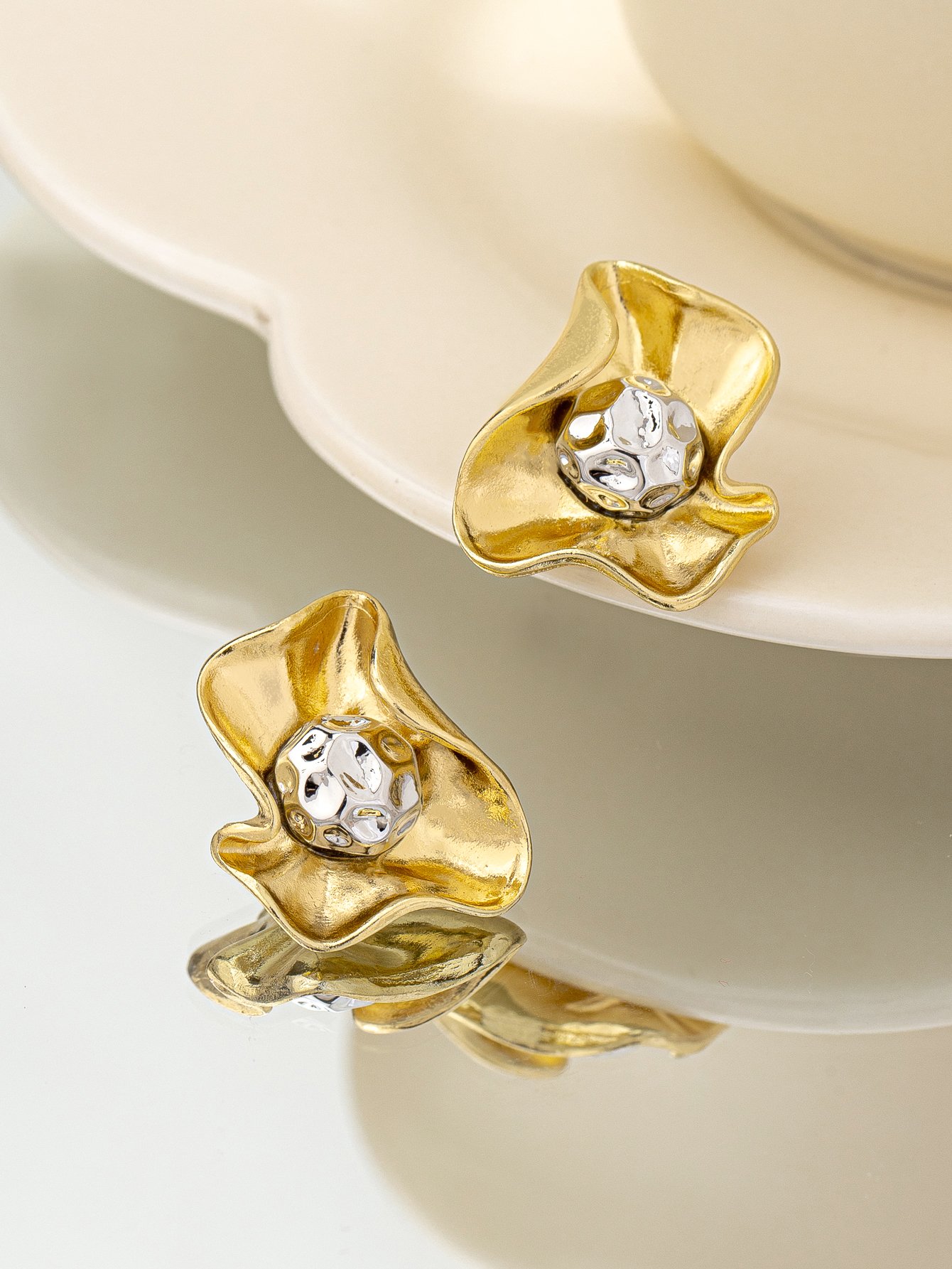 Gold Irregular Stud Earrings for Everyday Wear.
