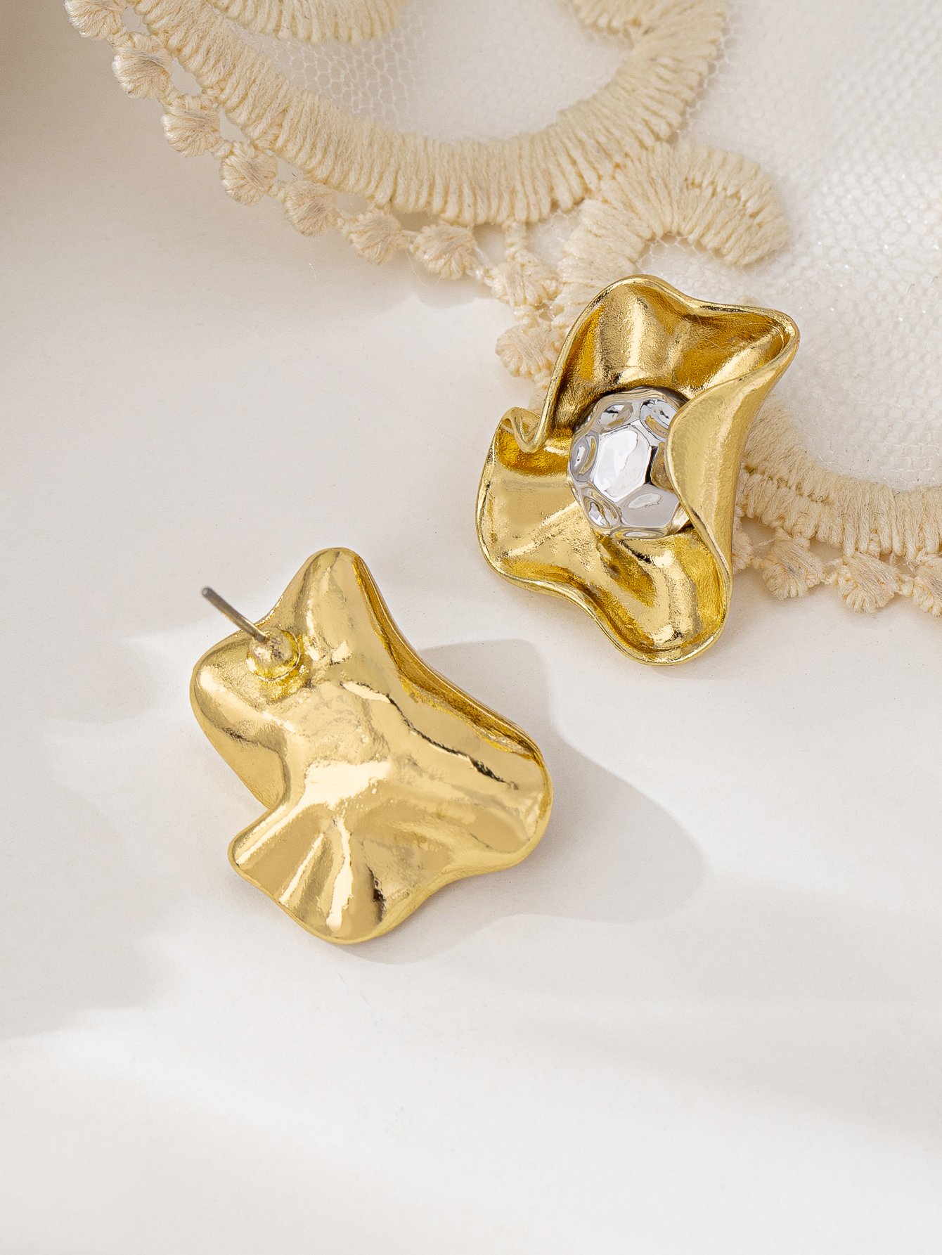 Gold Irregular Stud Earrings for Everyday Wear.