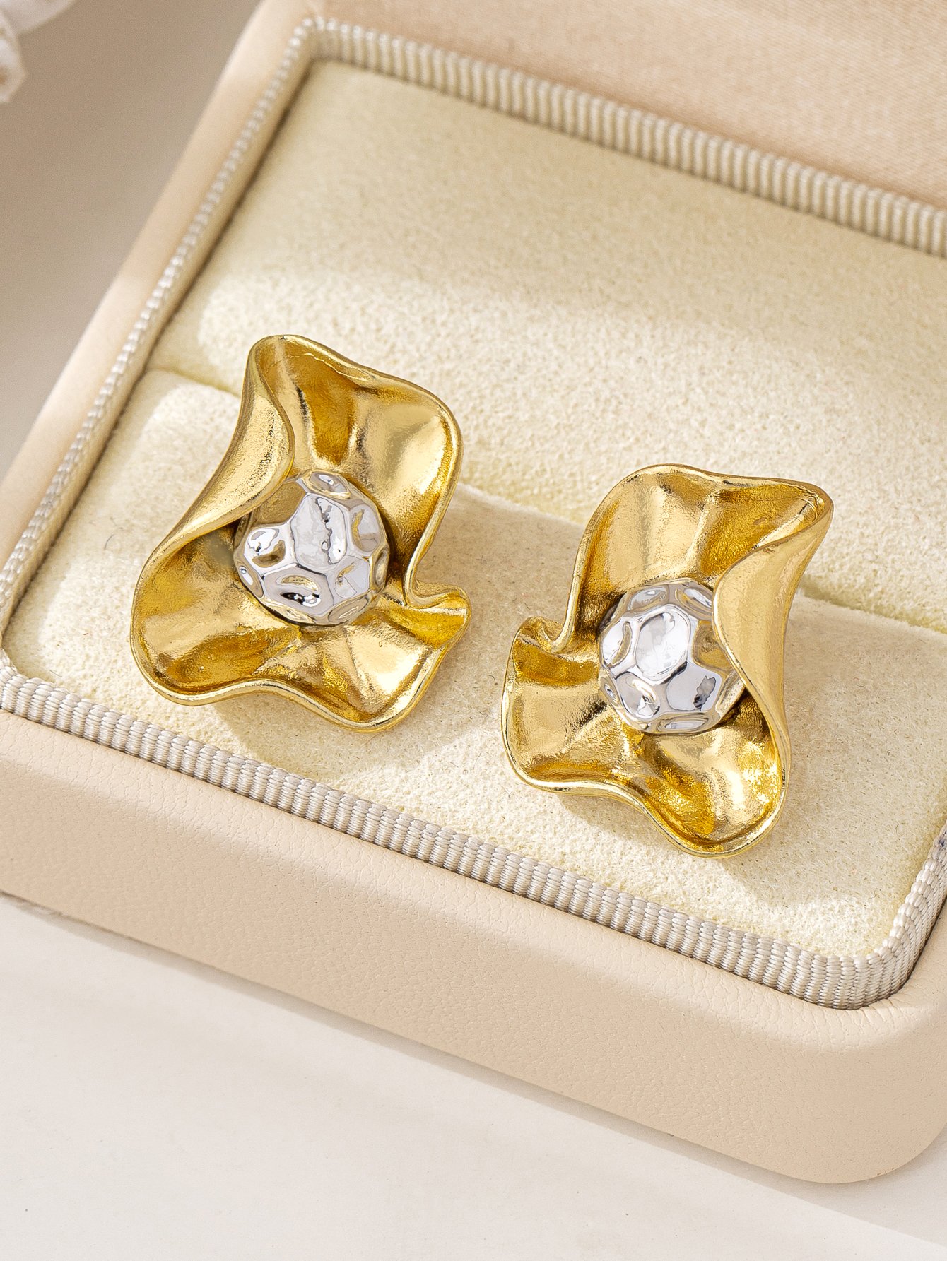 Gold Irregular Stud Earrings for Everyday Wear.