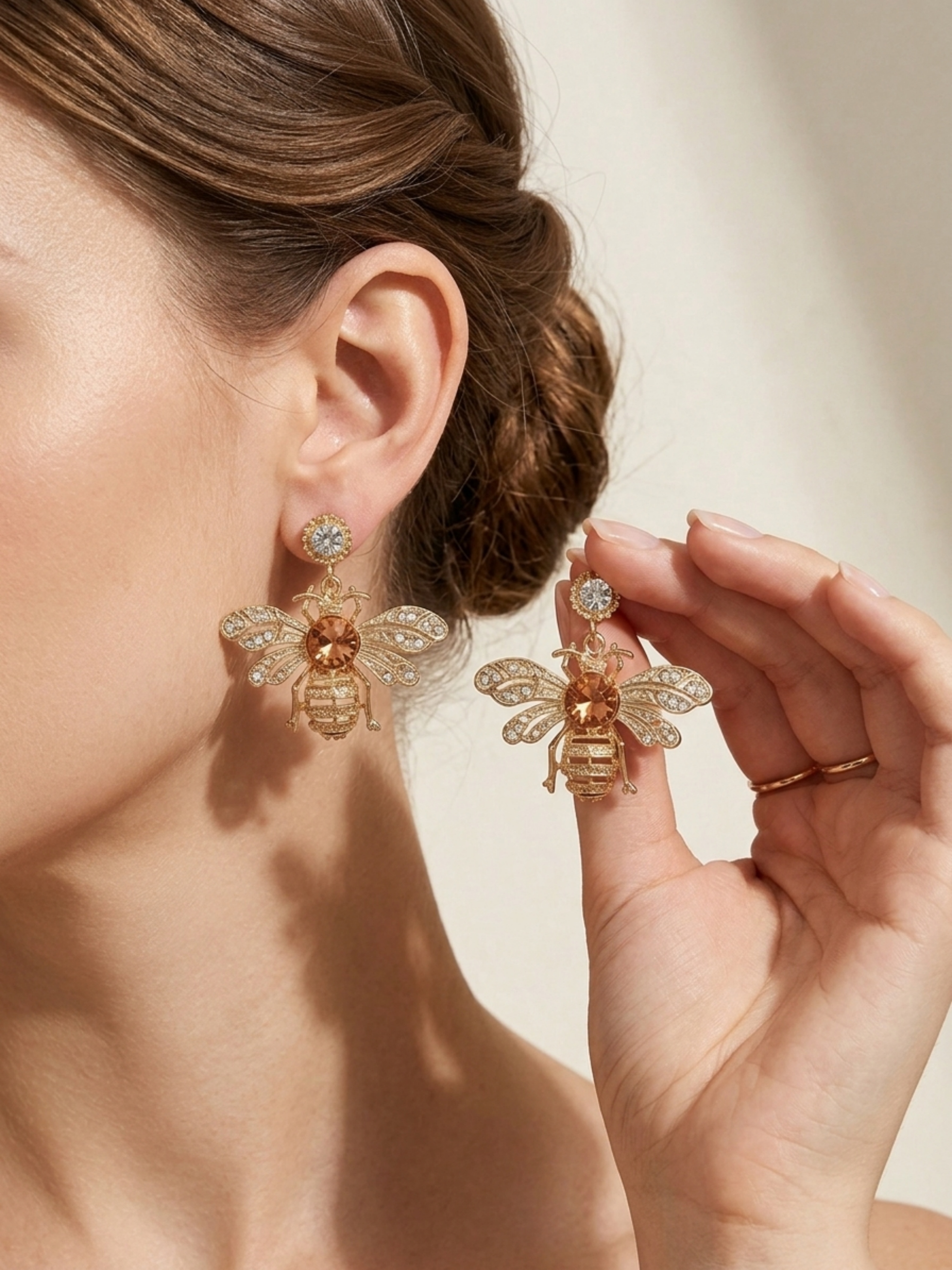 Golden Bee Drop Earrings for Women - Casual Wear.