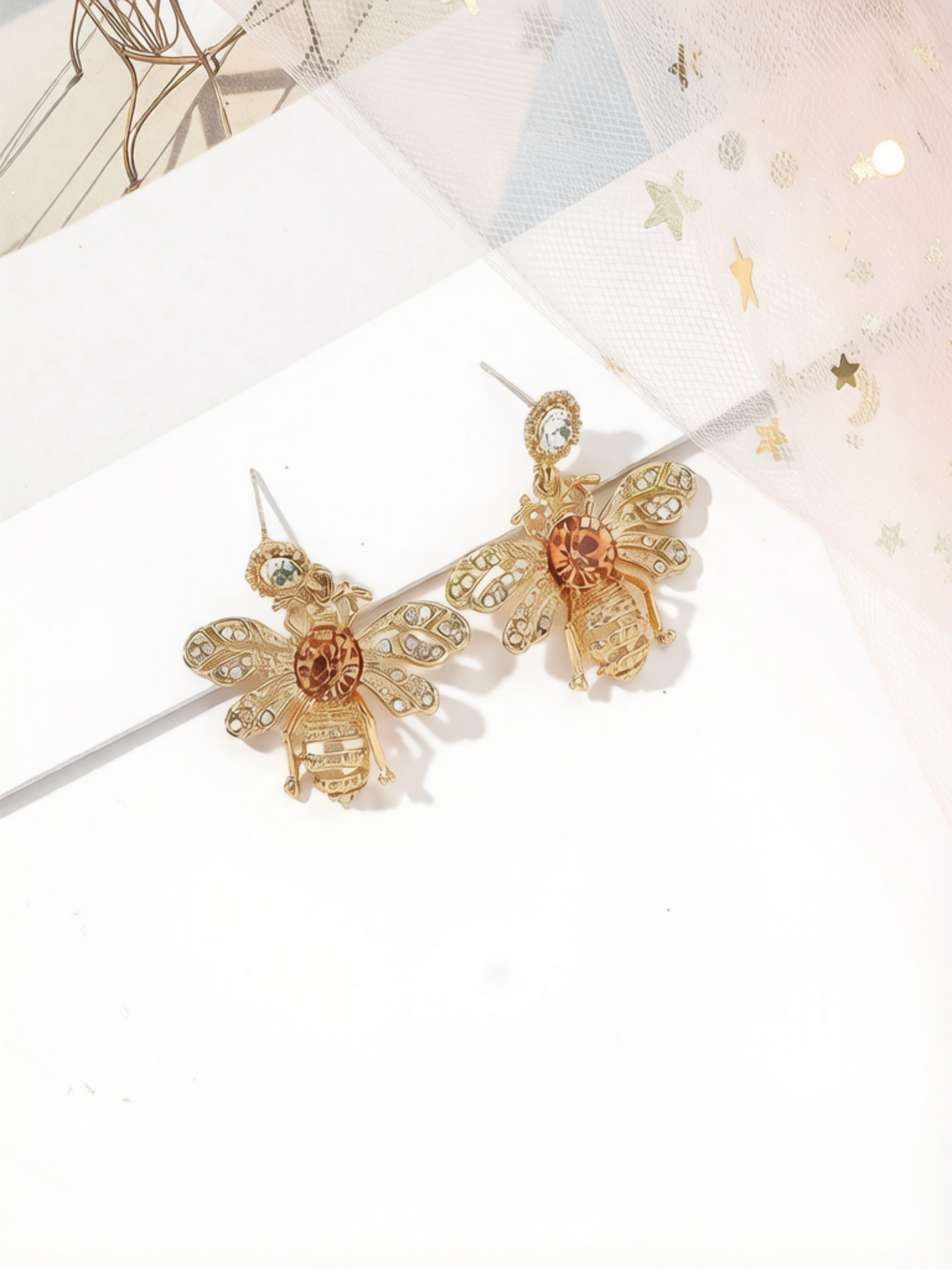 Golden Bee Drop Earrings for Women - Casual Wear.