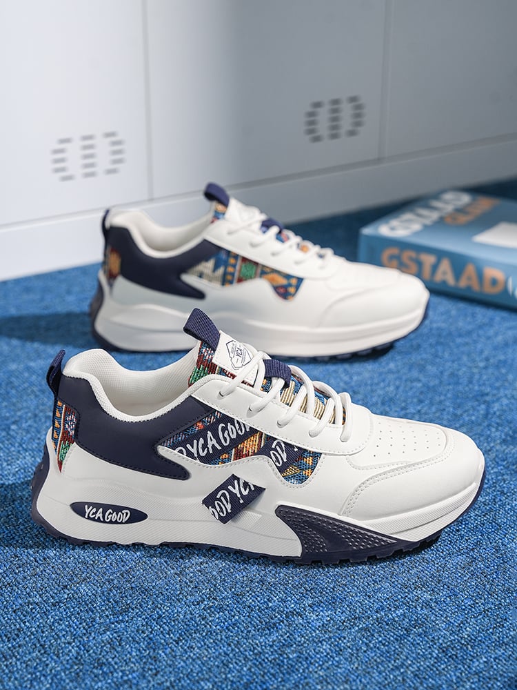Men Colorblock Lace-Up Casual Sneakers