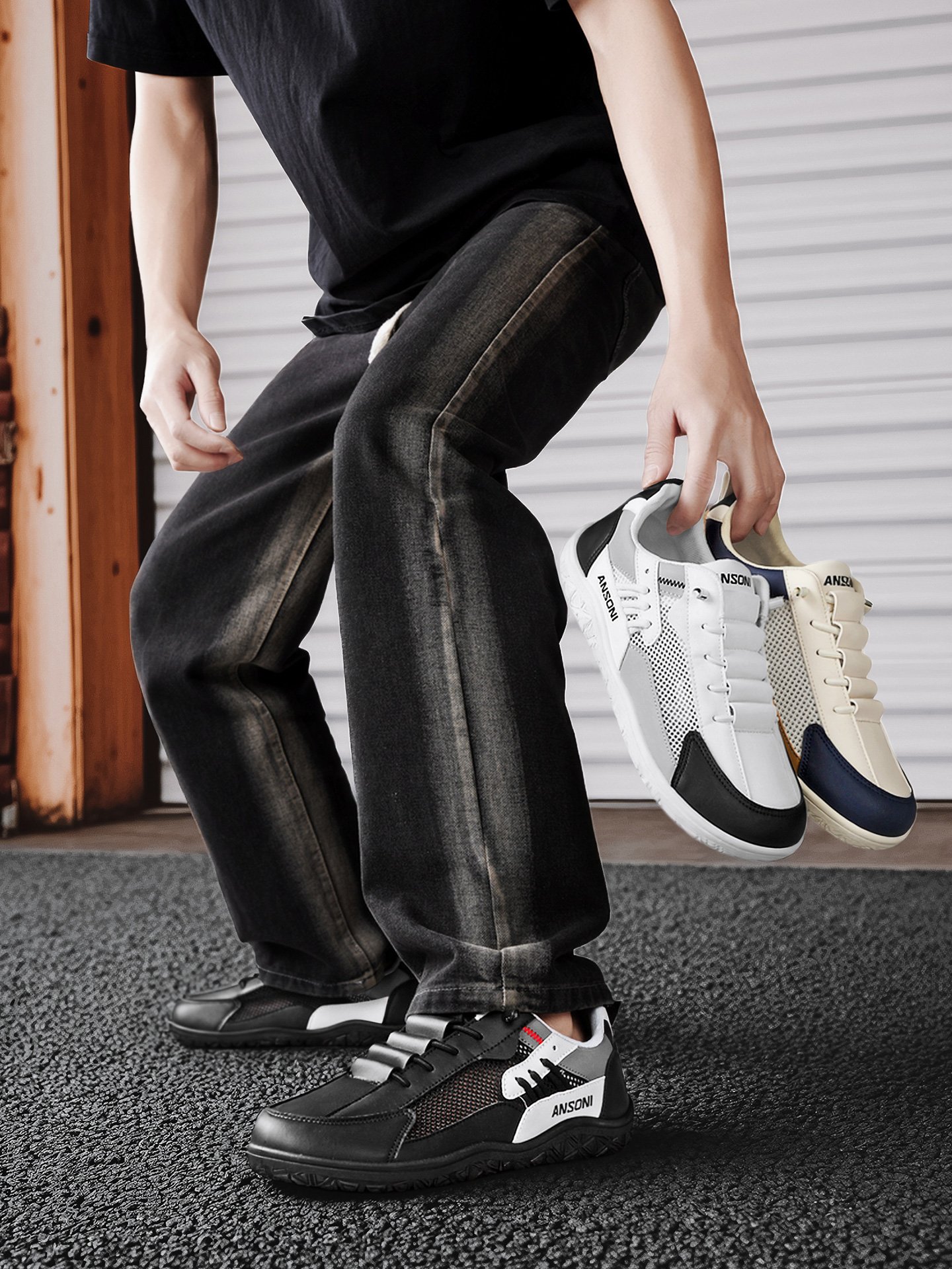 Men Breathable Wide-Fit Casual Sneakers