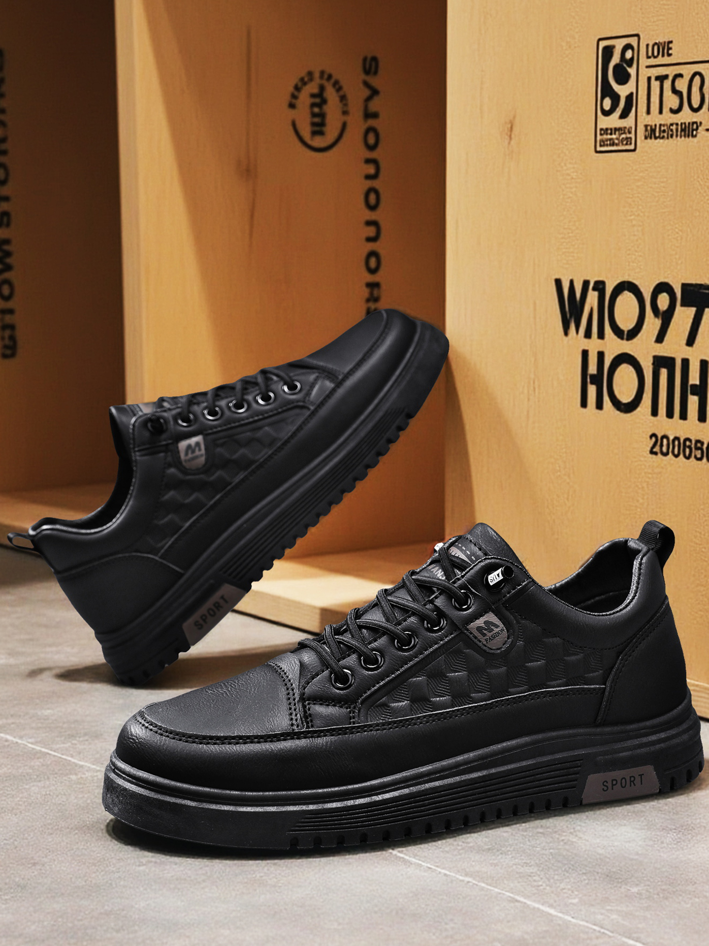 Men PU Platform Casual Sneakers