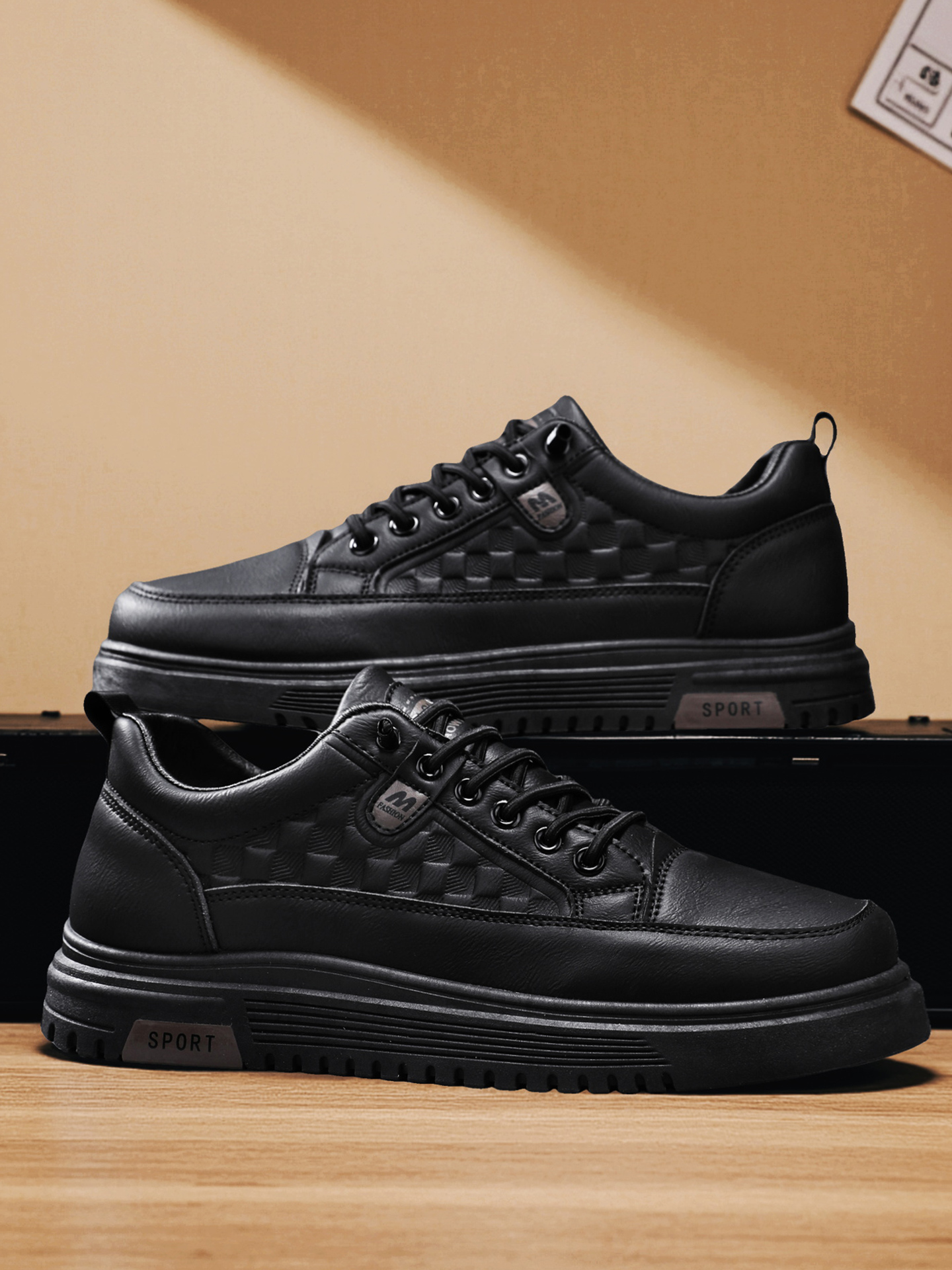 Men PU Platform Casual Sneakers