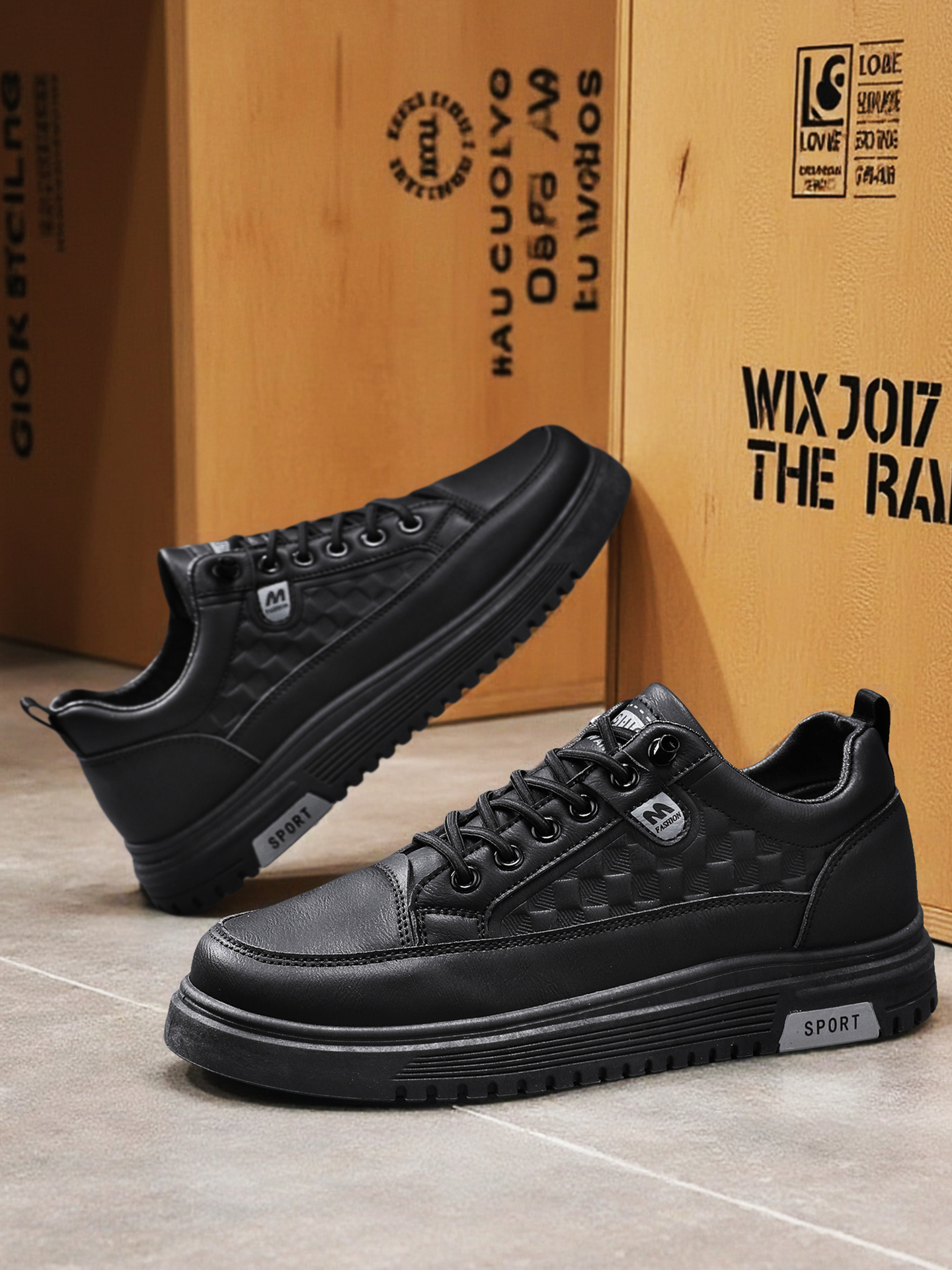 Men PU Platform Casual Sneakers