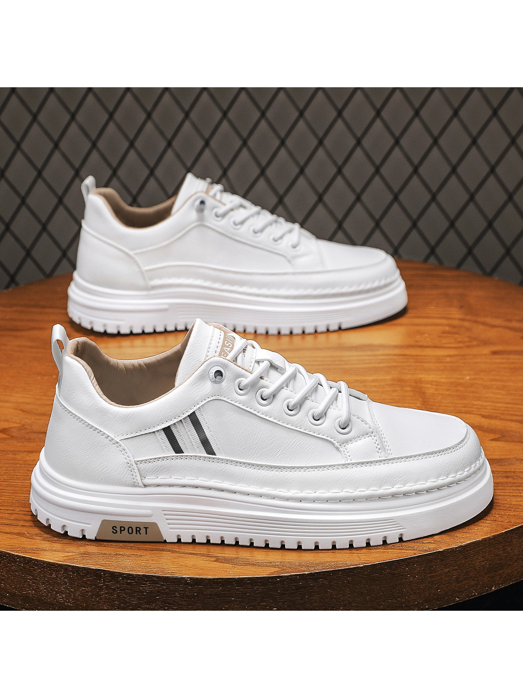 Men Khaki Sport-Accent Casual Sneakers