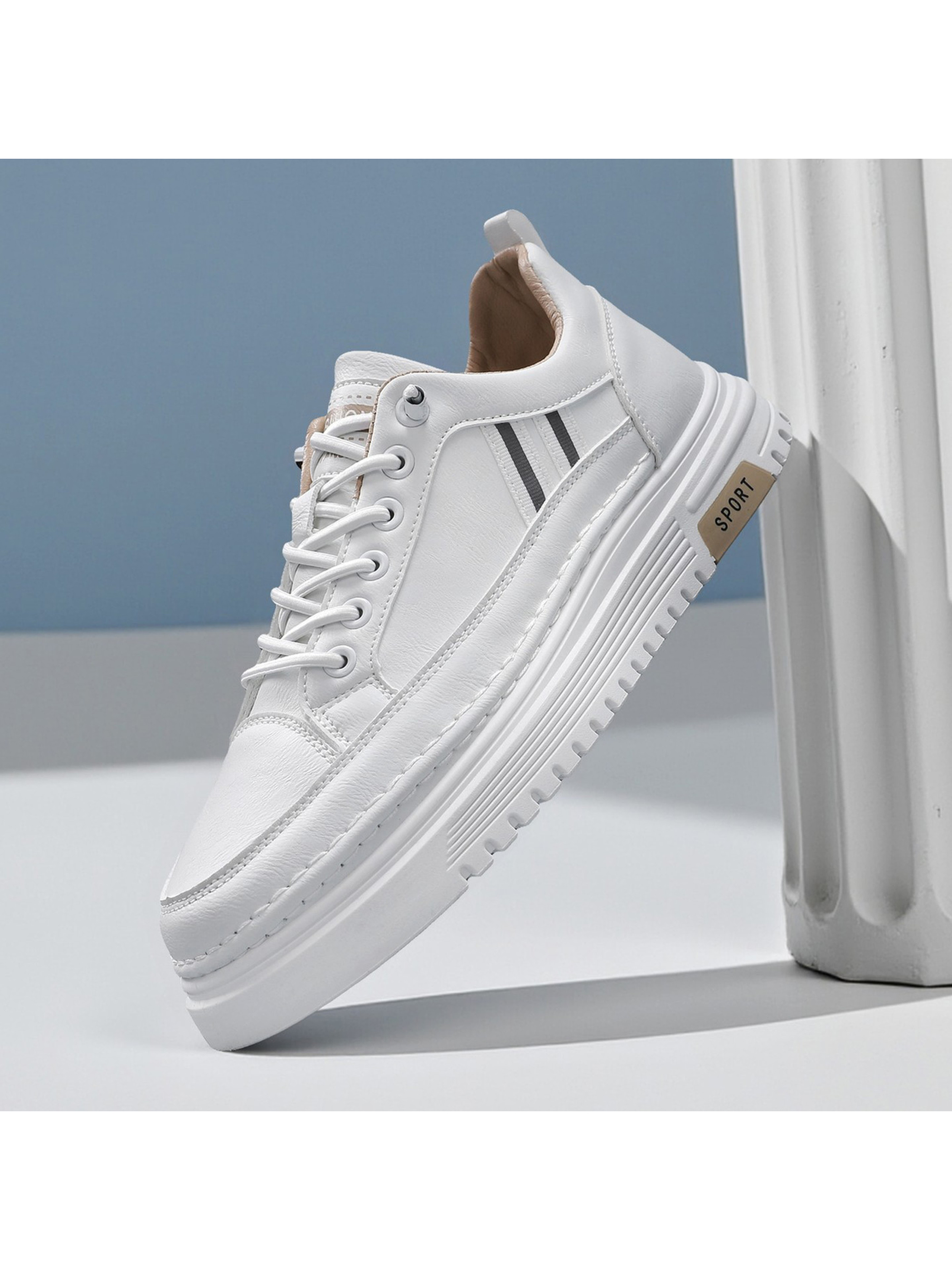 Men Khaki Sport-Accent Casual Sneakers
