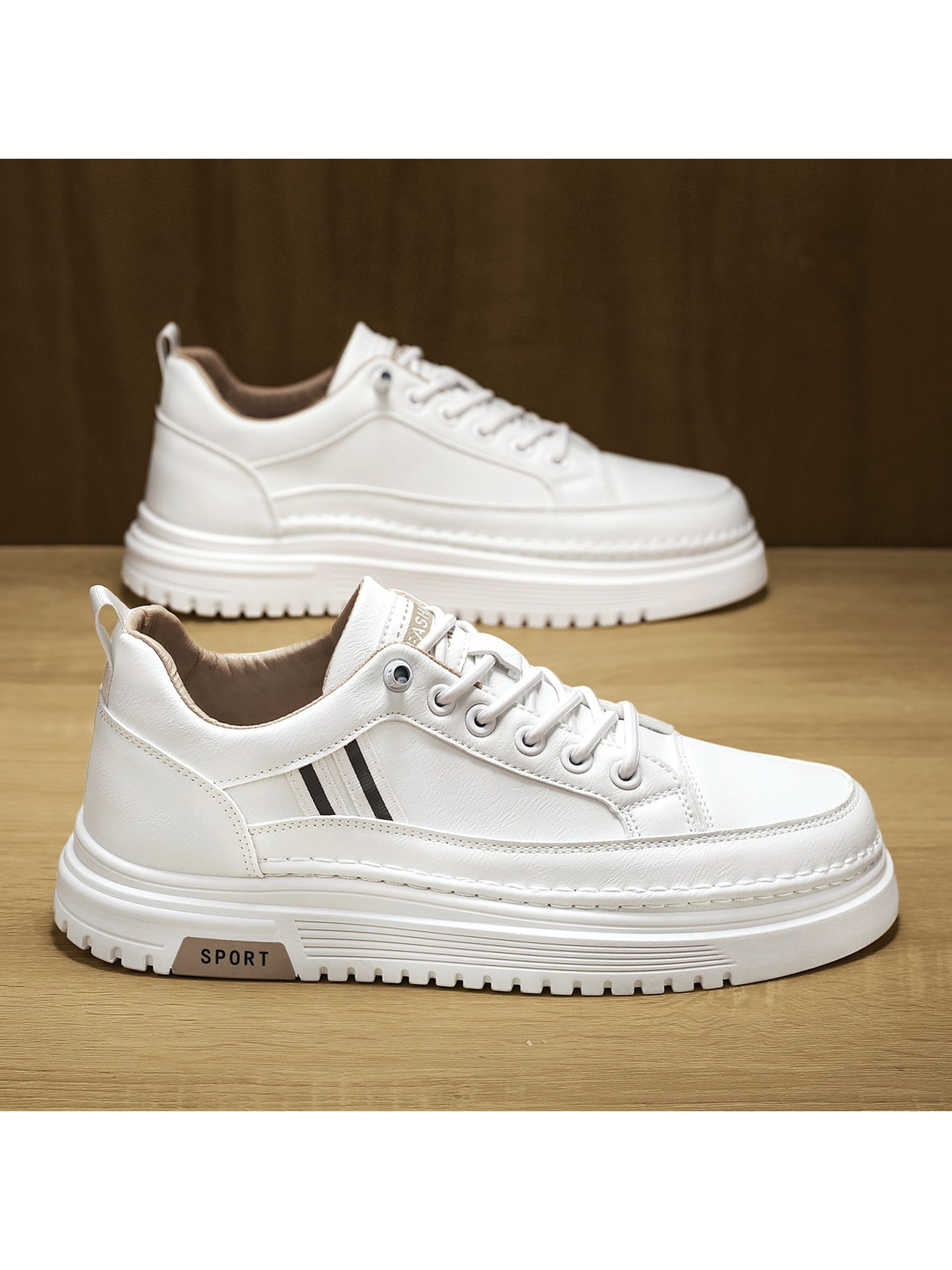 Men Khaki Sport-Accent Casual Sneakers