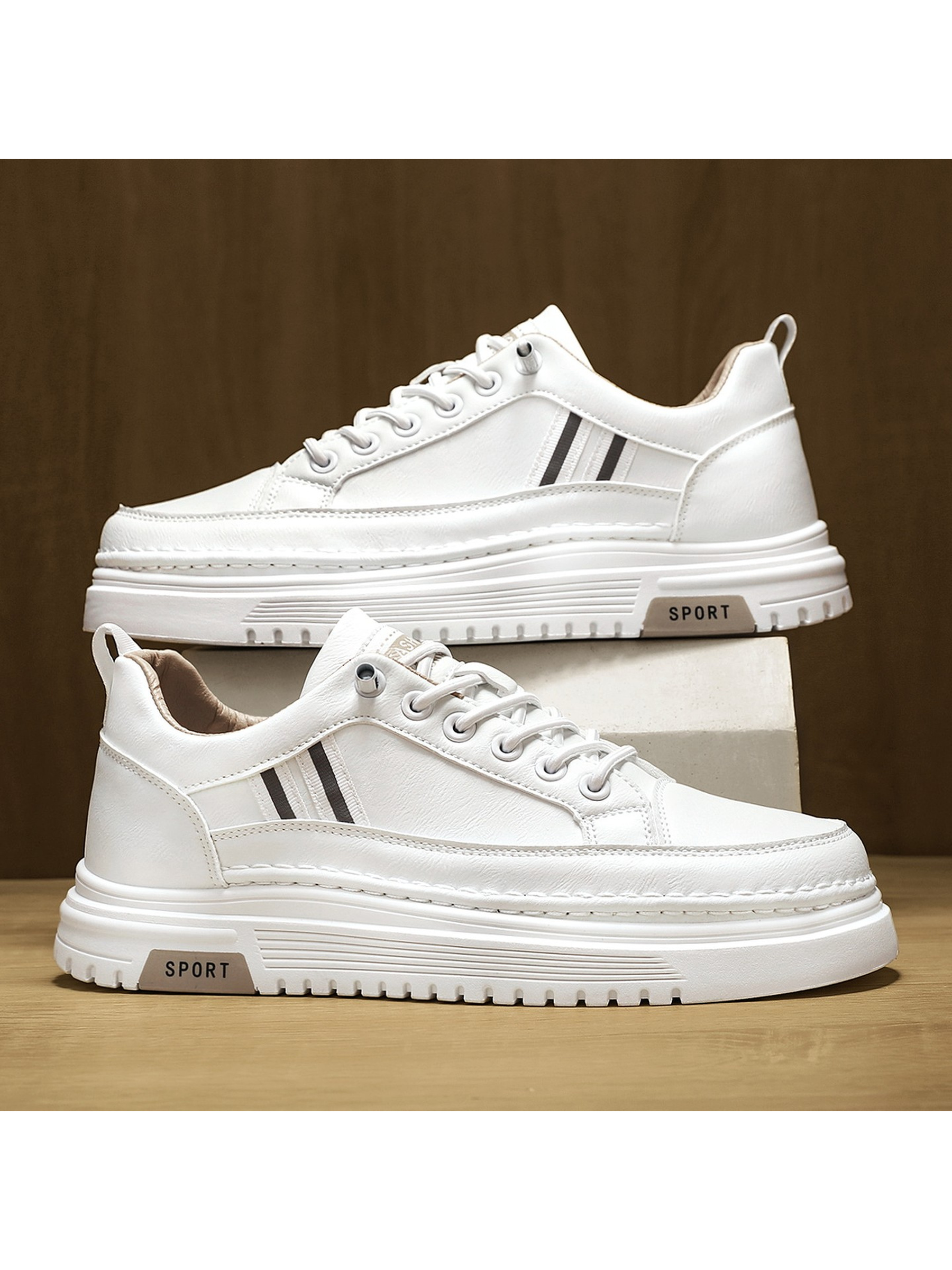 Men Khaki Sport-Accent Casual Sneakers