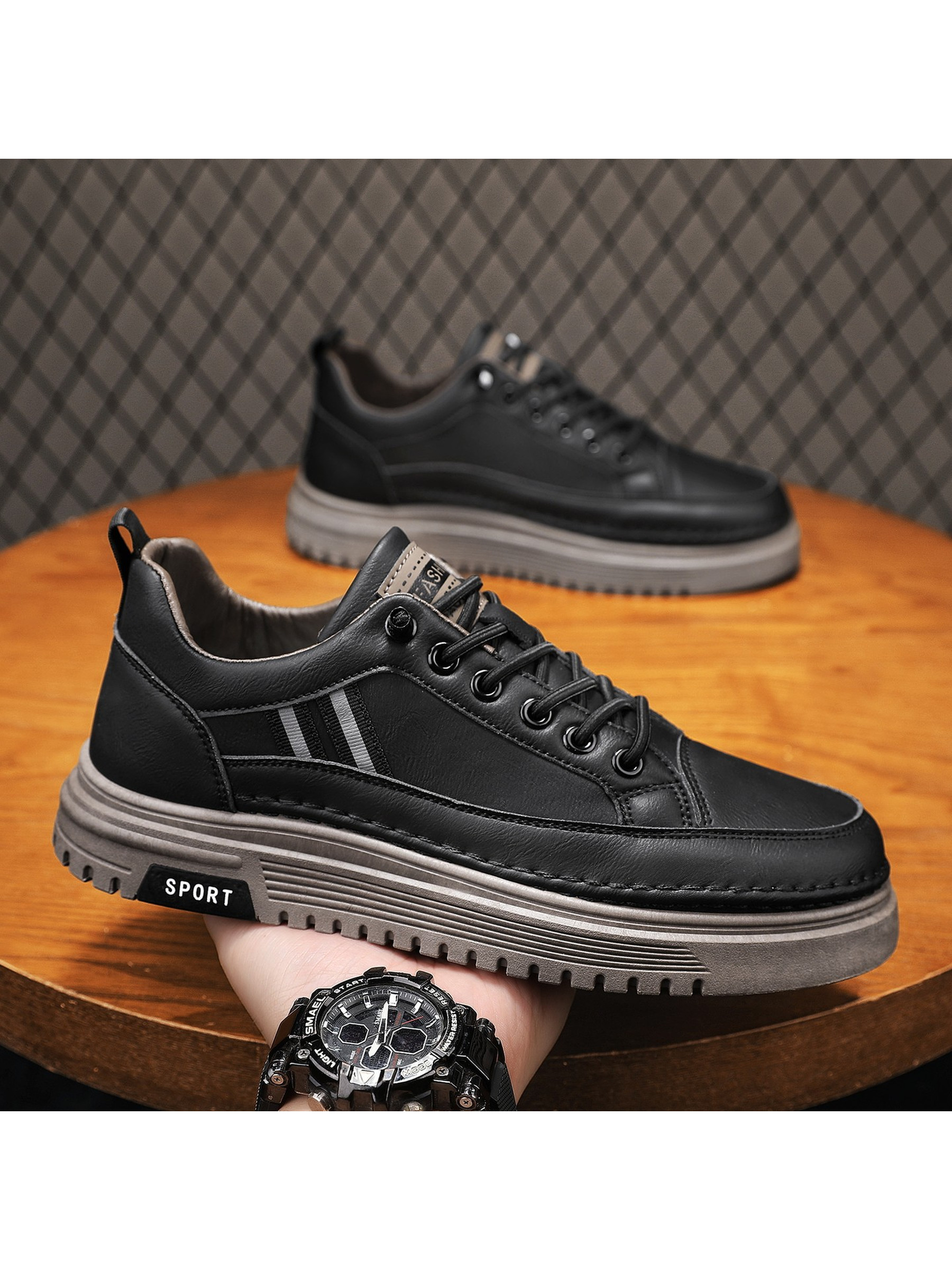 Men PU Platform Casual Sneakers