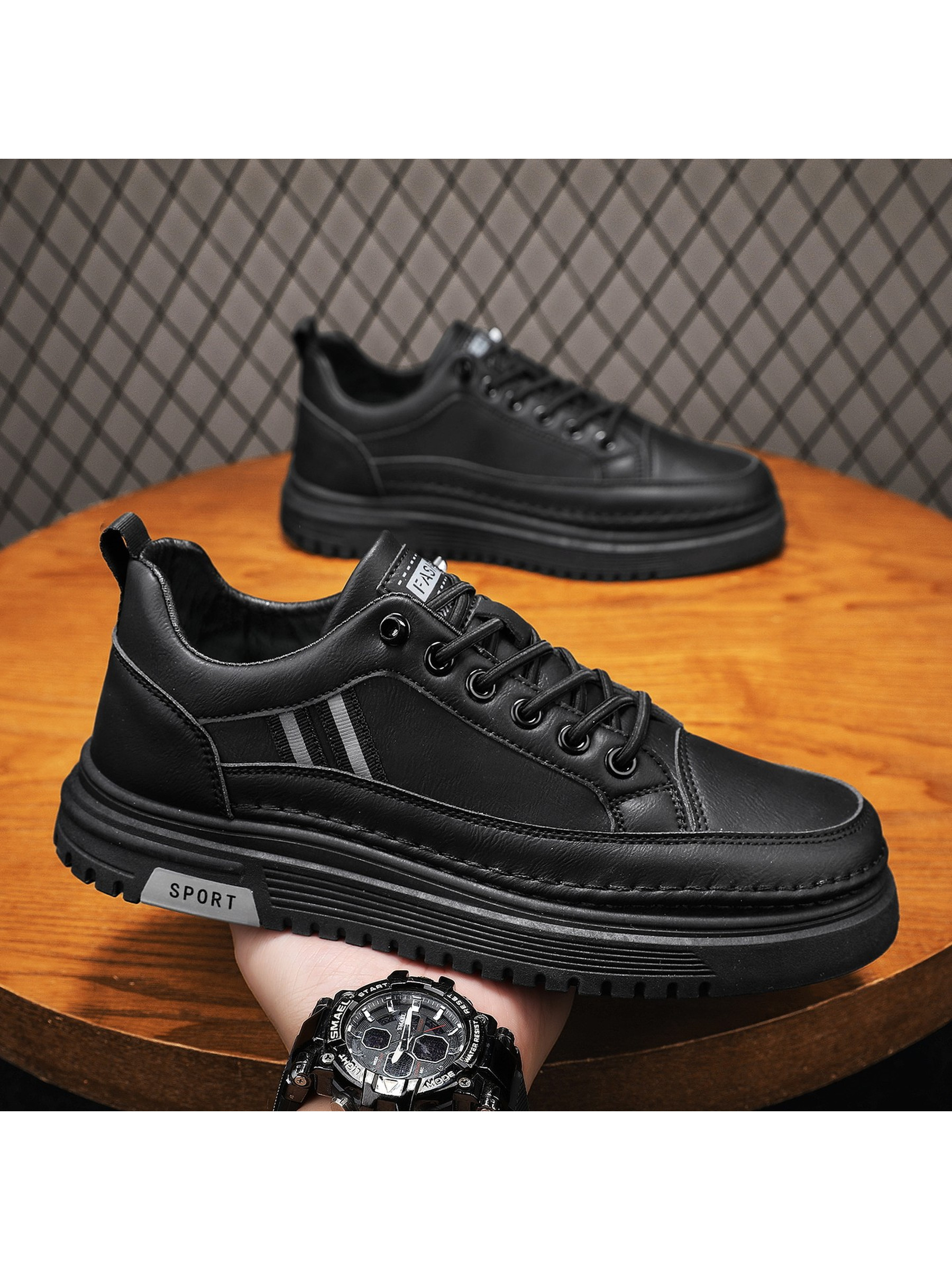 Men PU Platform Casual Sneakers