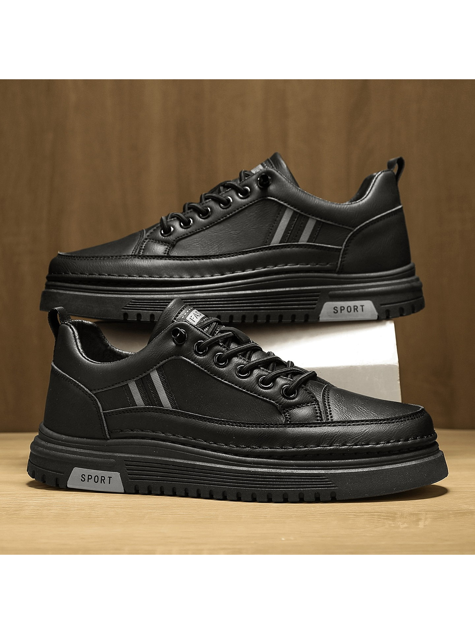 Men PU Platform Casual Sneakers