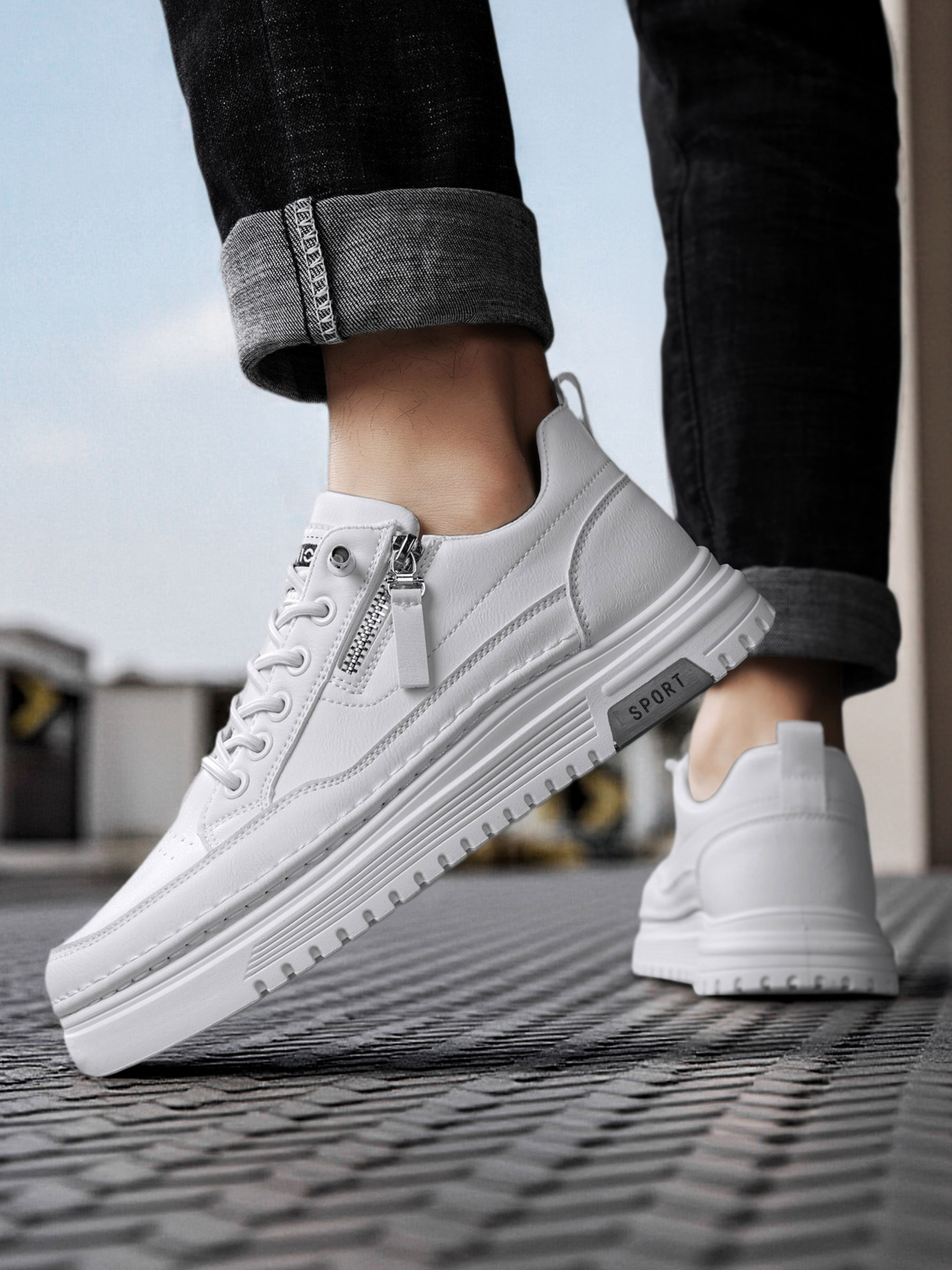 Men PU Platform Casual Sneakers