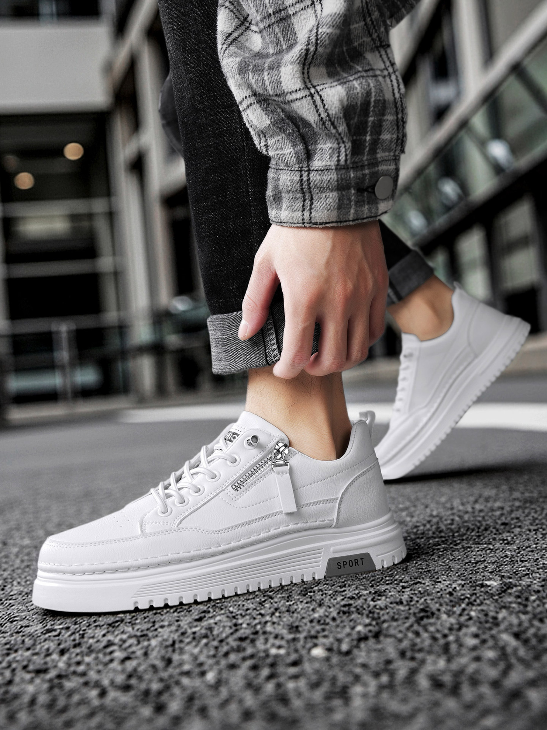 Men PU Platform Casual Sneakers