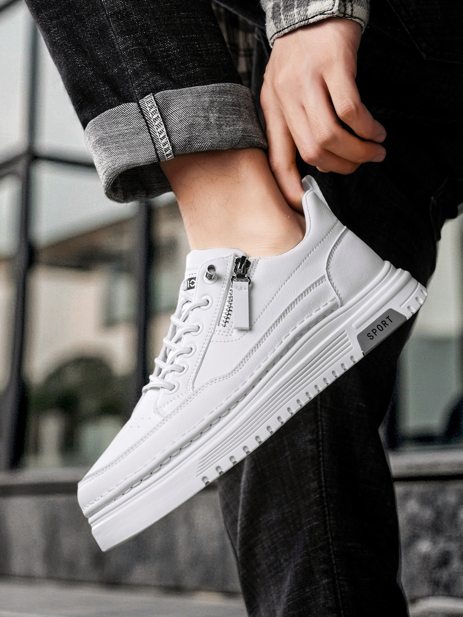 Men PU Platform Casual Sneakers