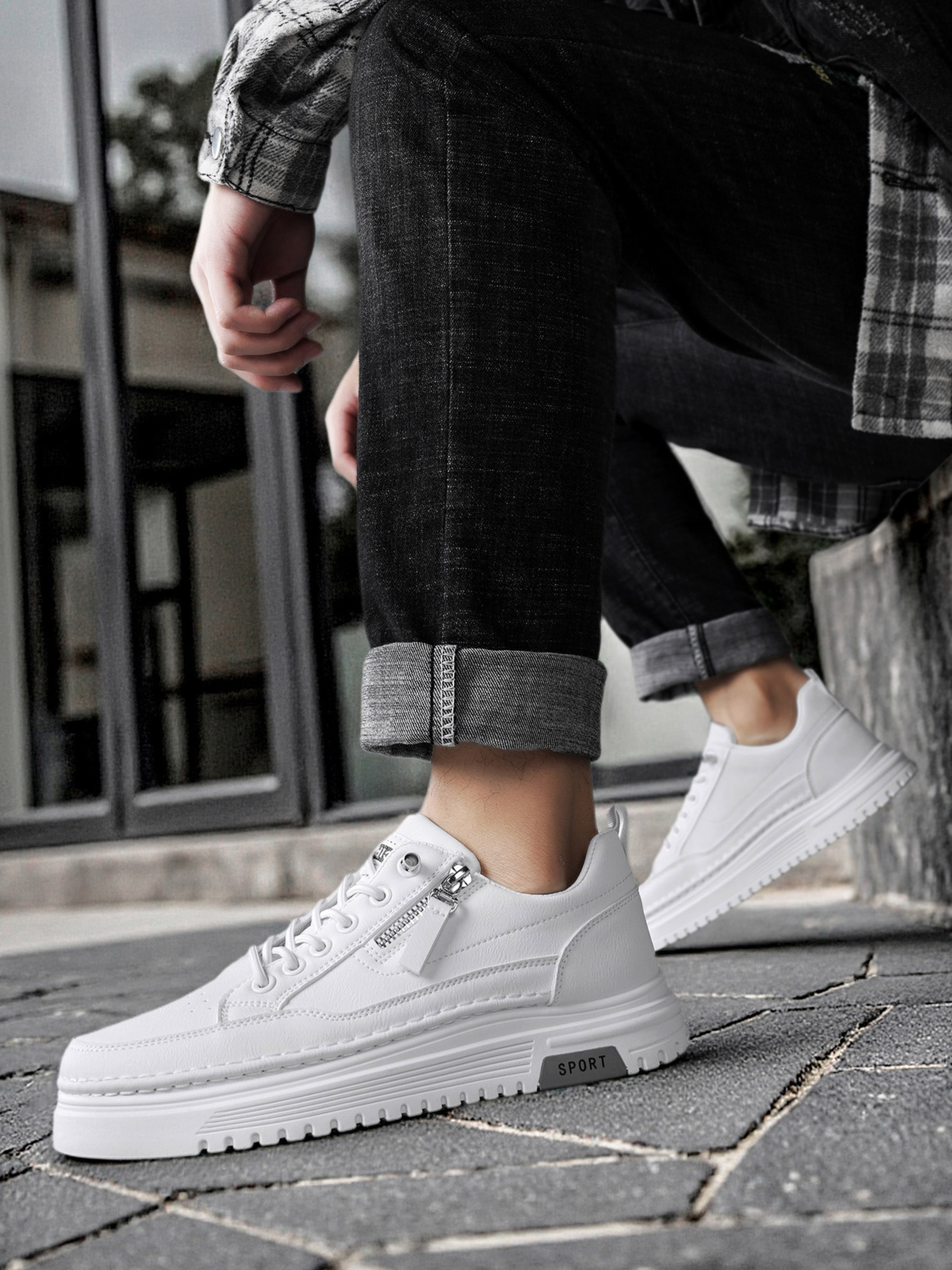 Men PU Platform Casual Sneakers