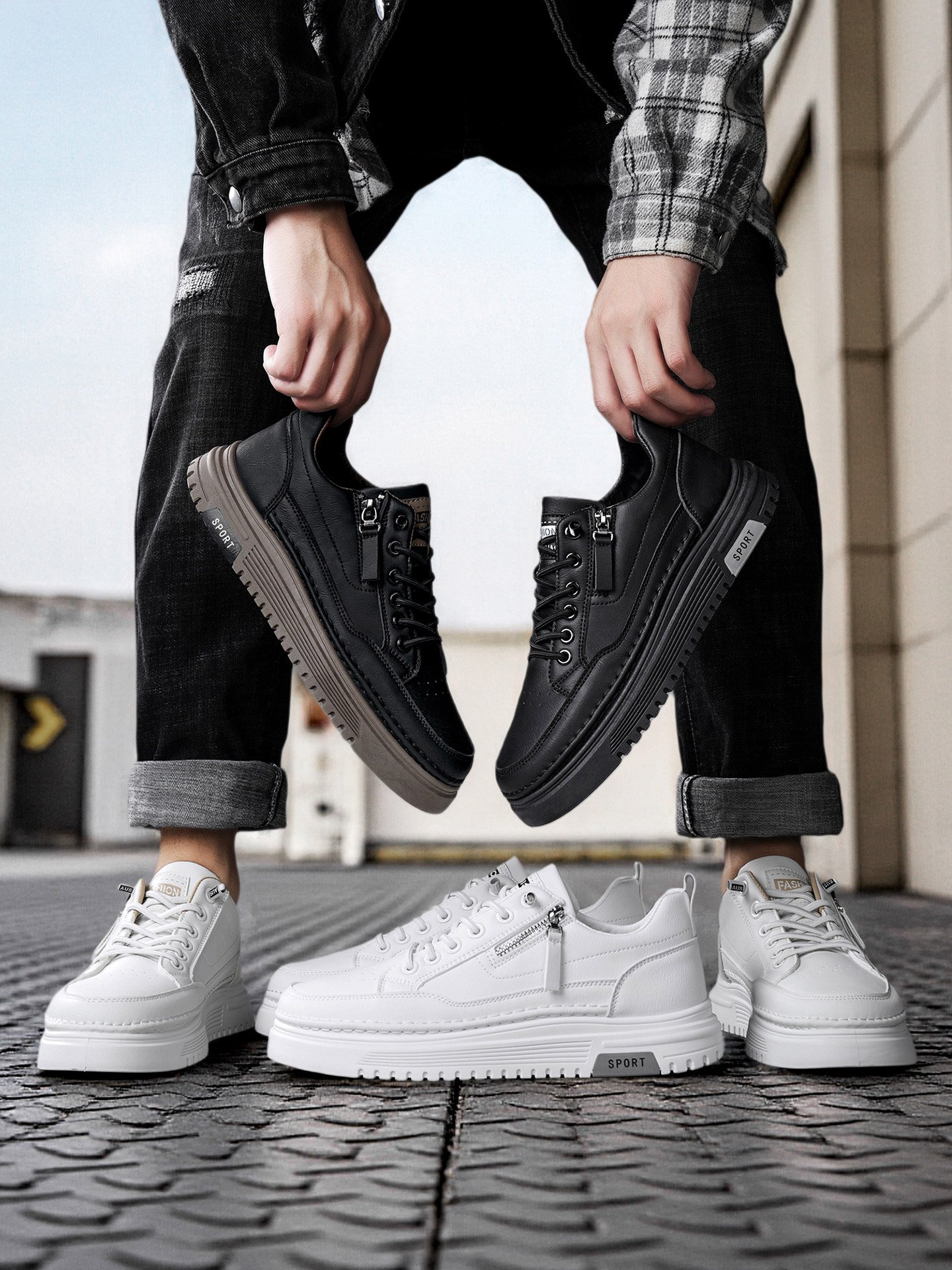 Men PU Platform Casual Sneakers
