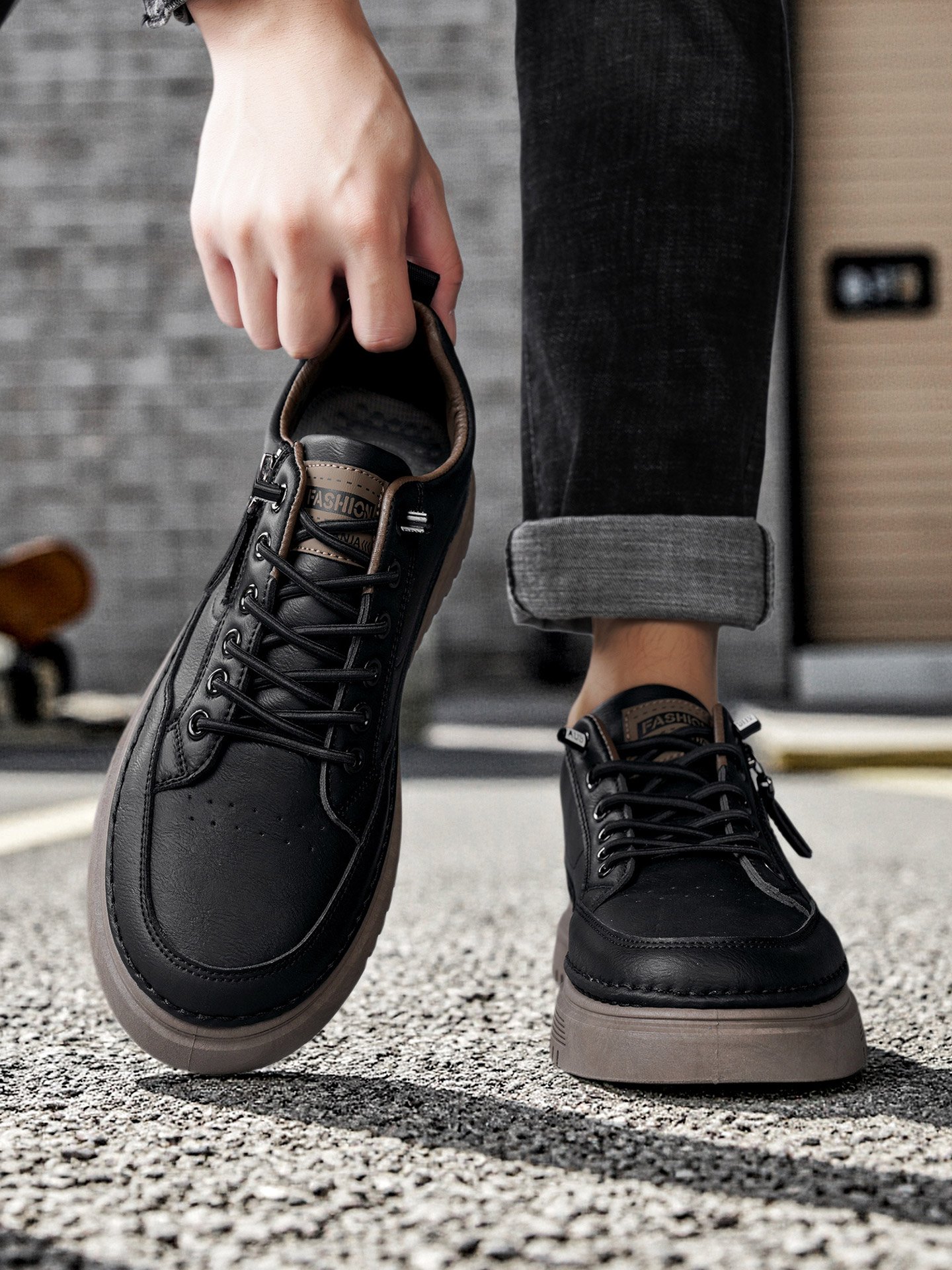Men PU Platform Casual Sneakers
