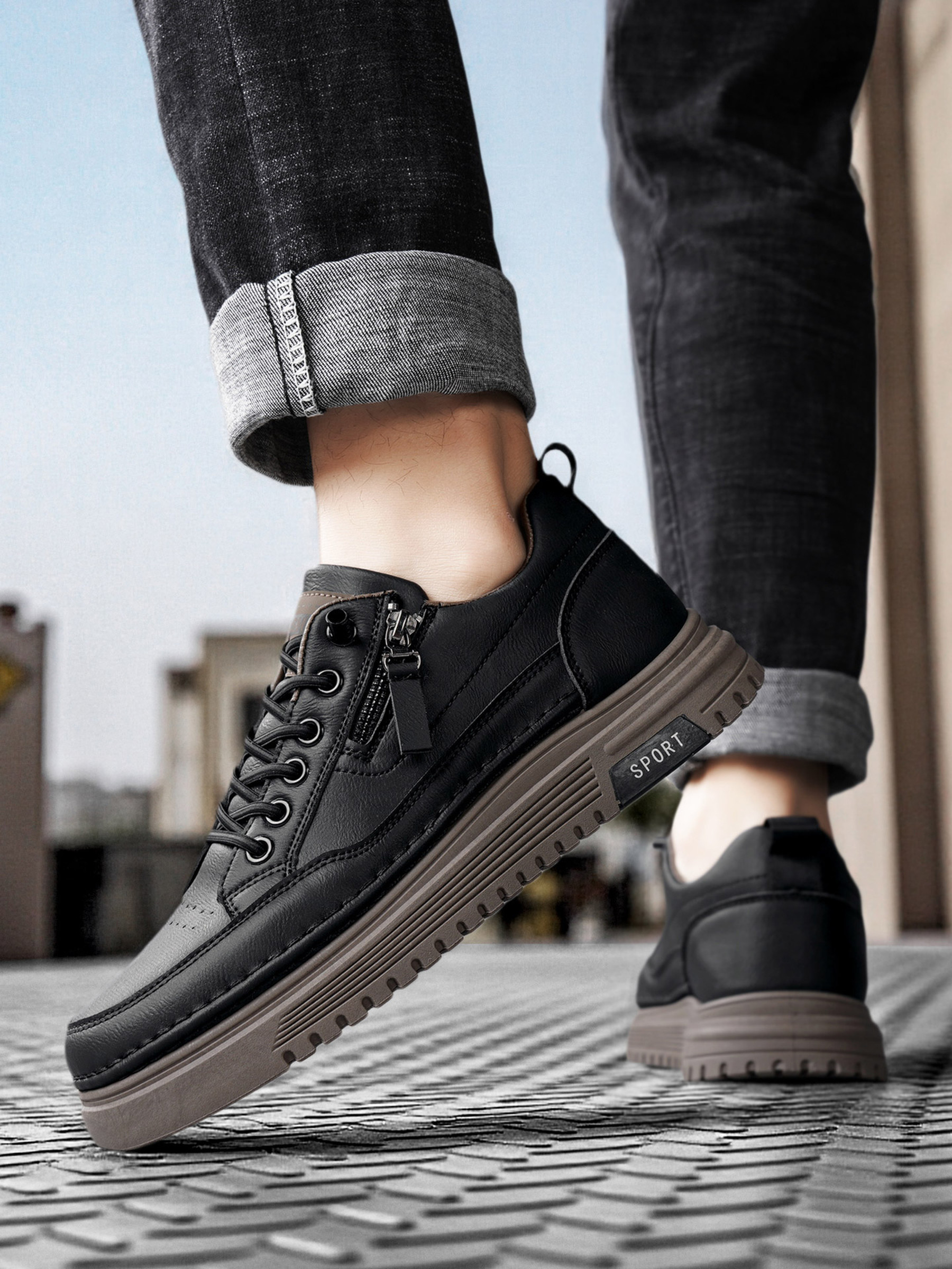 Men PU Platform Casual Sneakers
