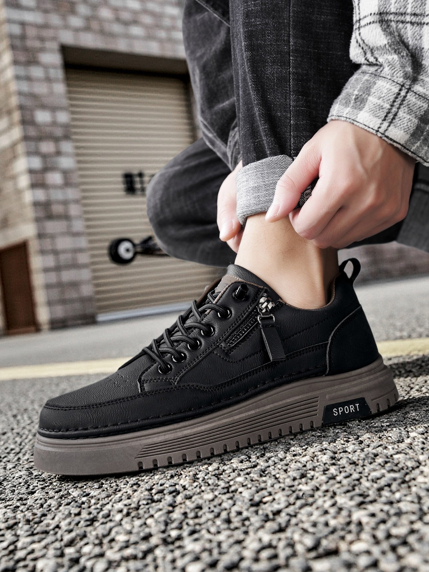 Men PU Platform Casual Sneakers