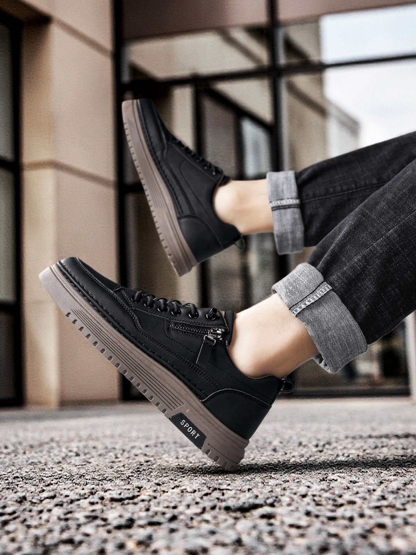 Men PU Platform Casual Sneakers