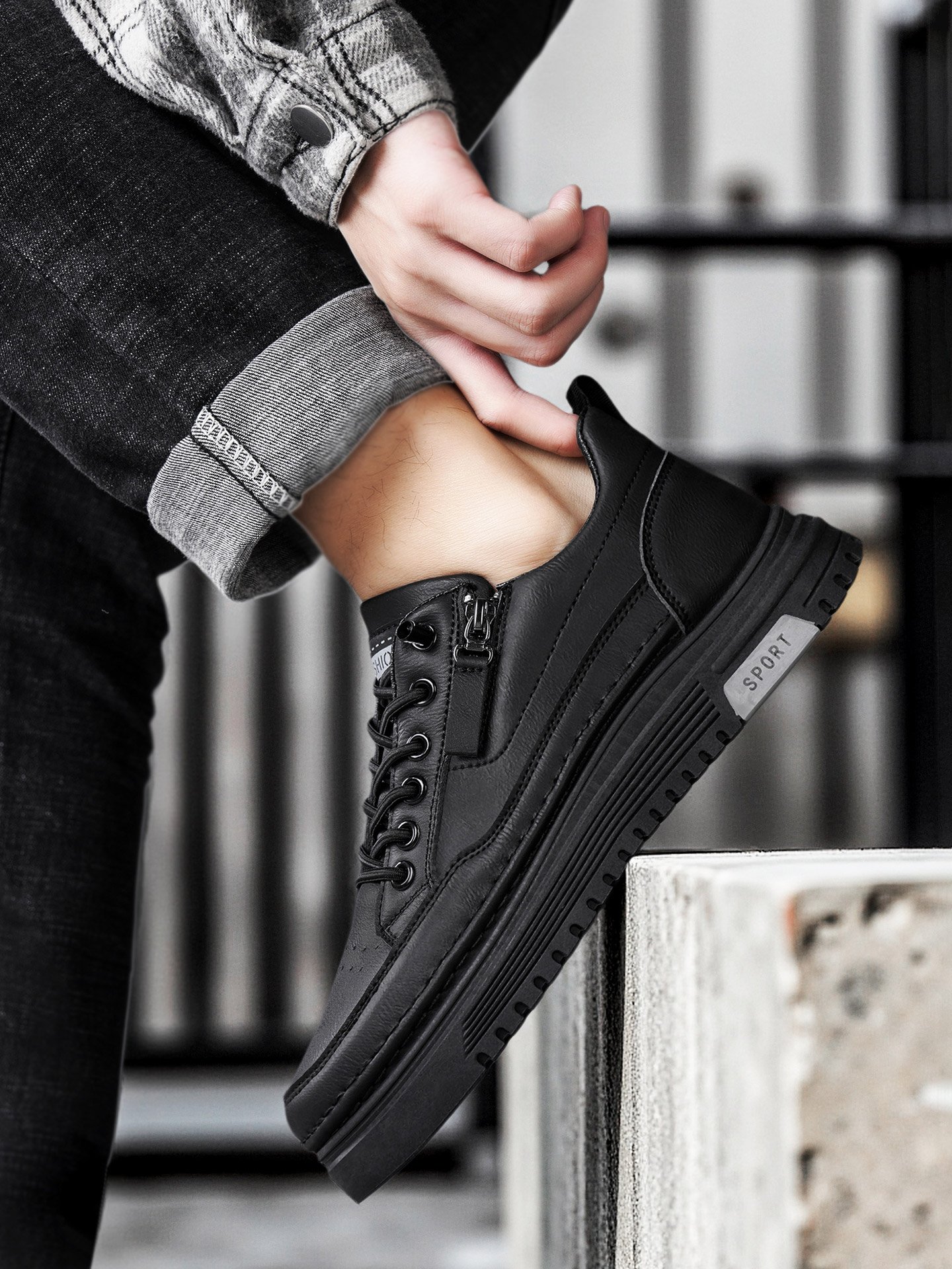 Men PU Platform Casual Sneakers