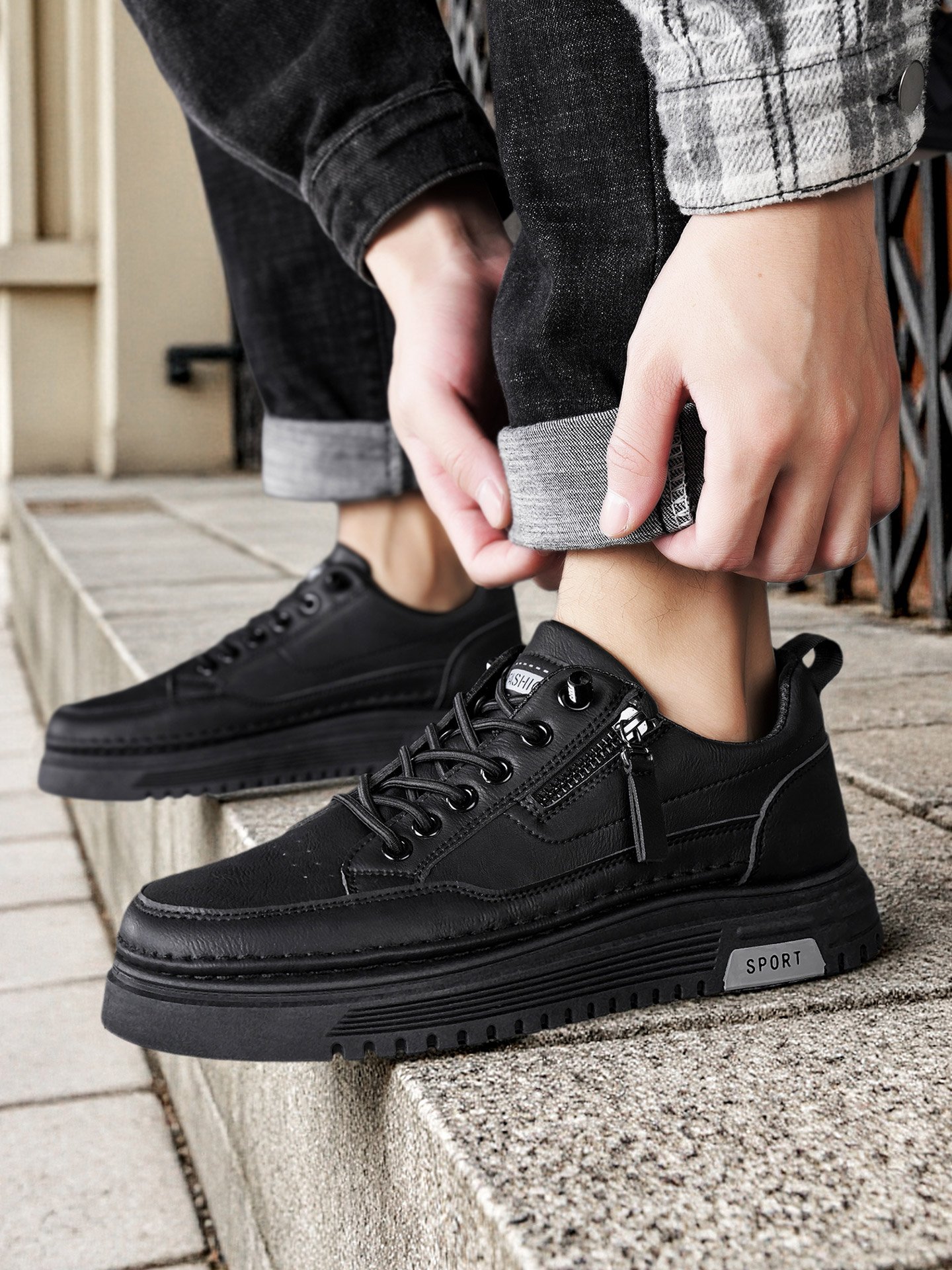 Men PU Platform Casual Sneakers