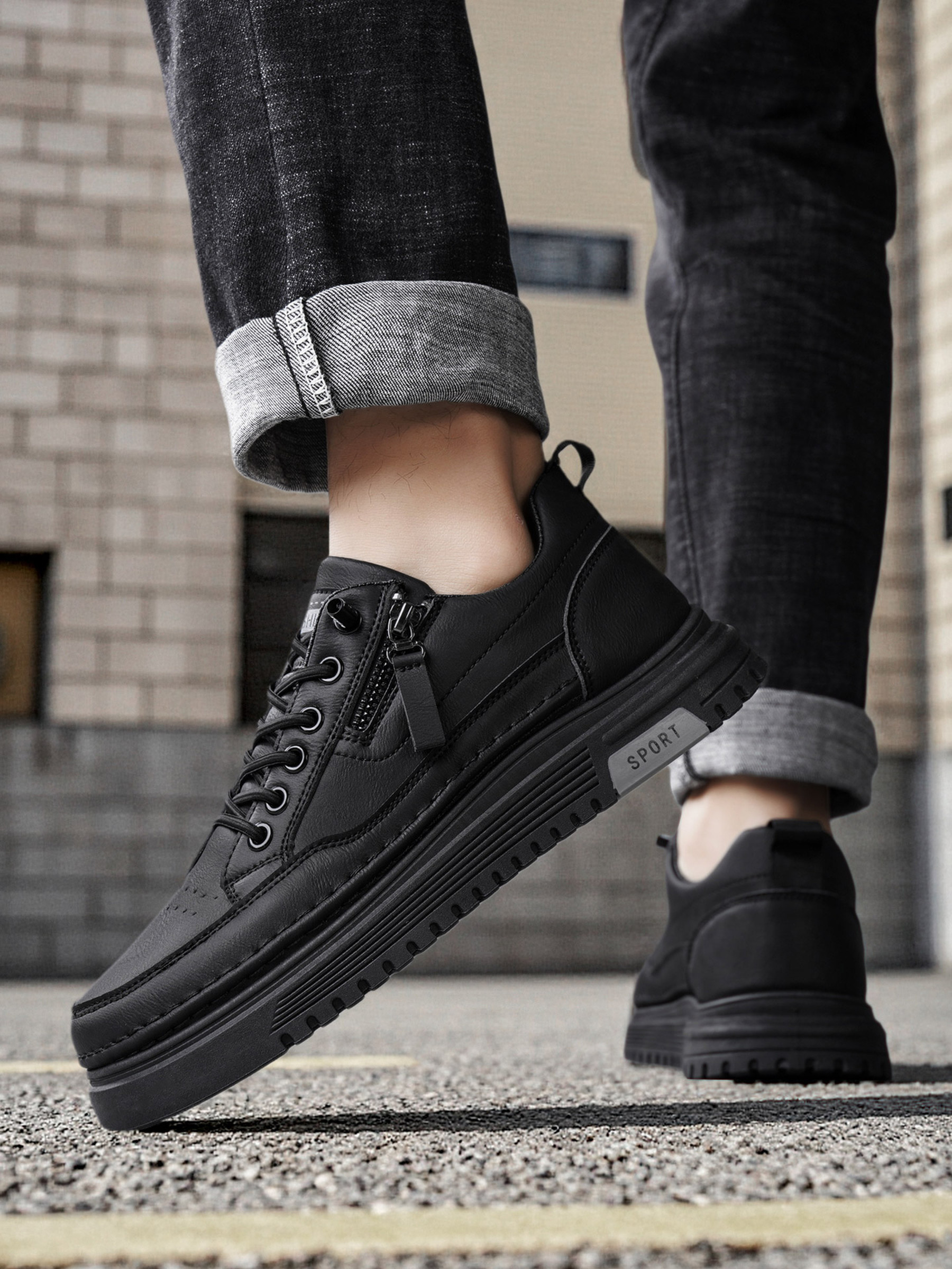 Men PU Platform Casual Sneakers