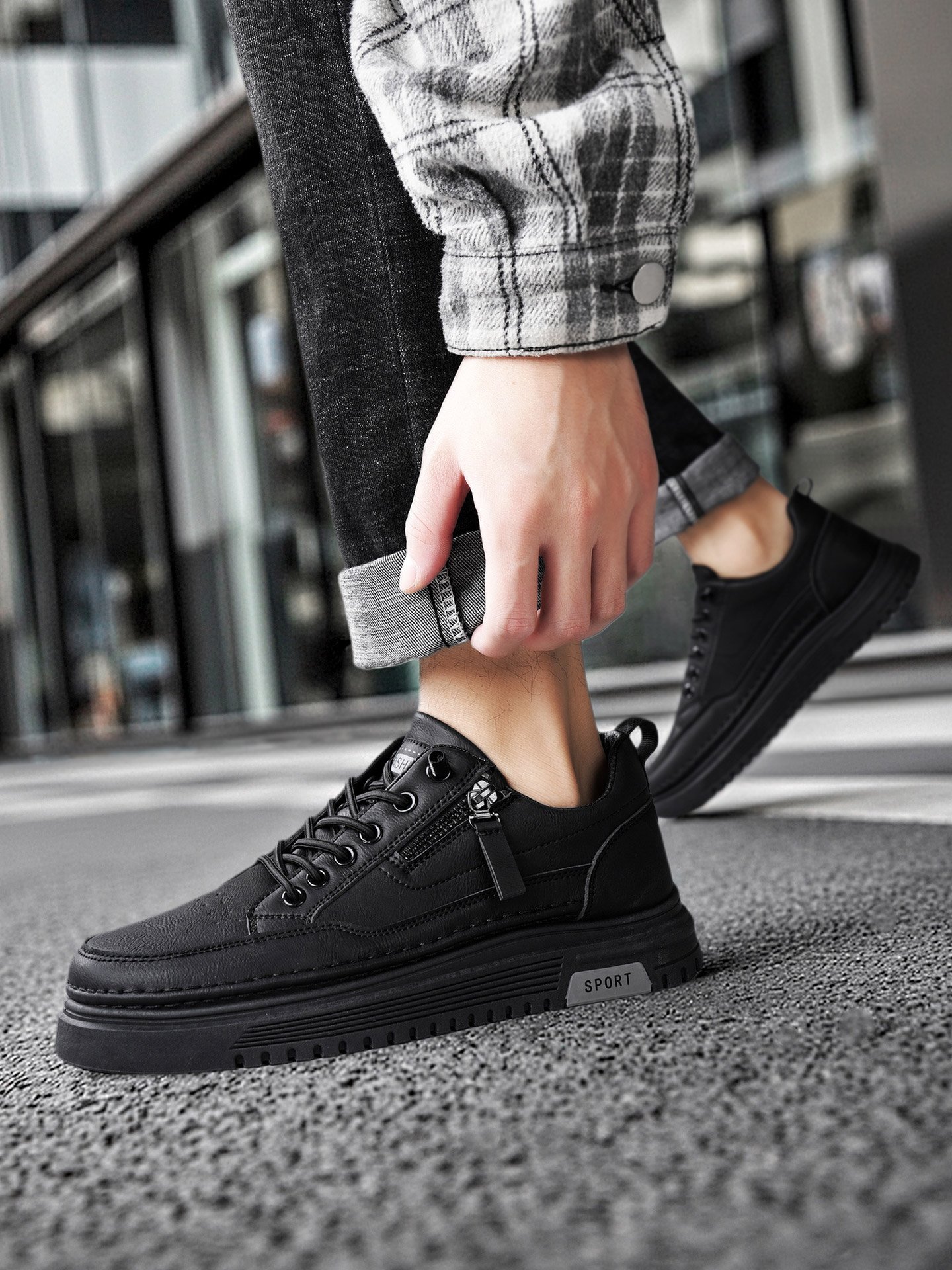 Men PU Platform Casual Sneakers