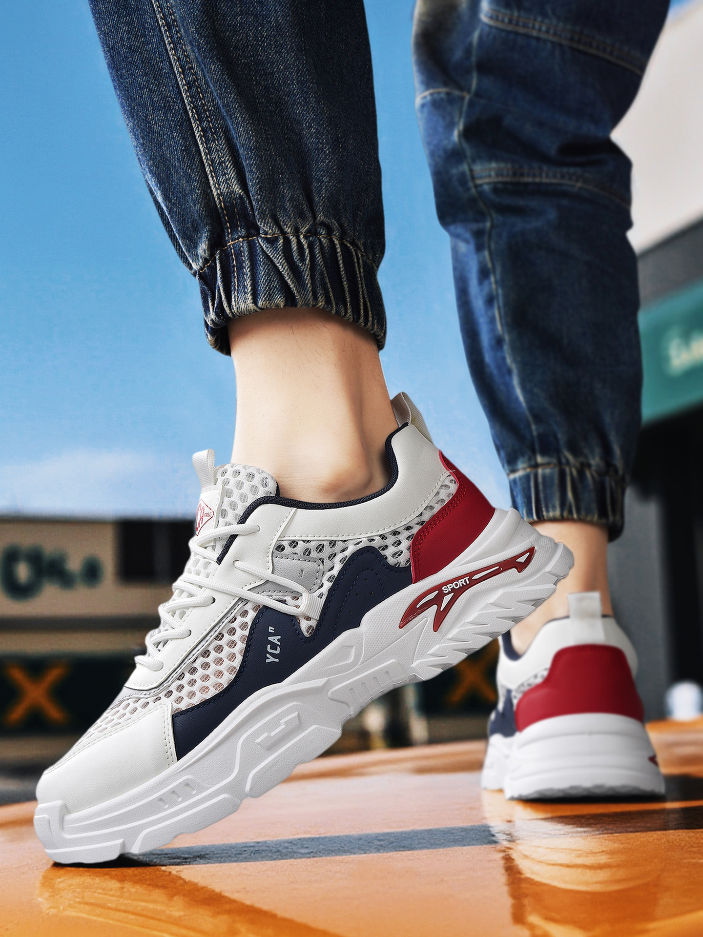 Men Breathable Mesh Chunky Sneakers