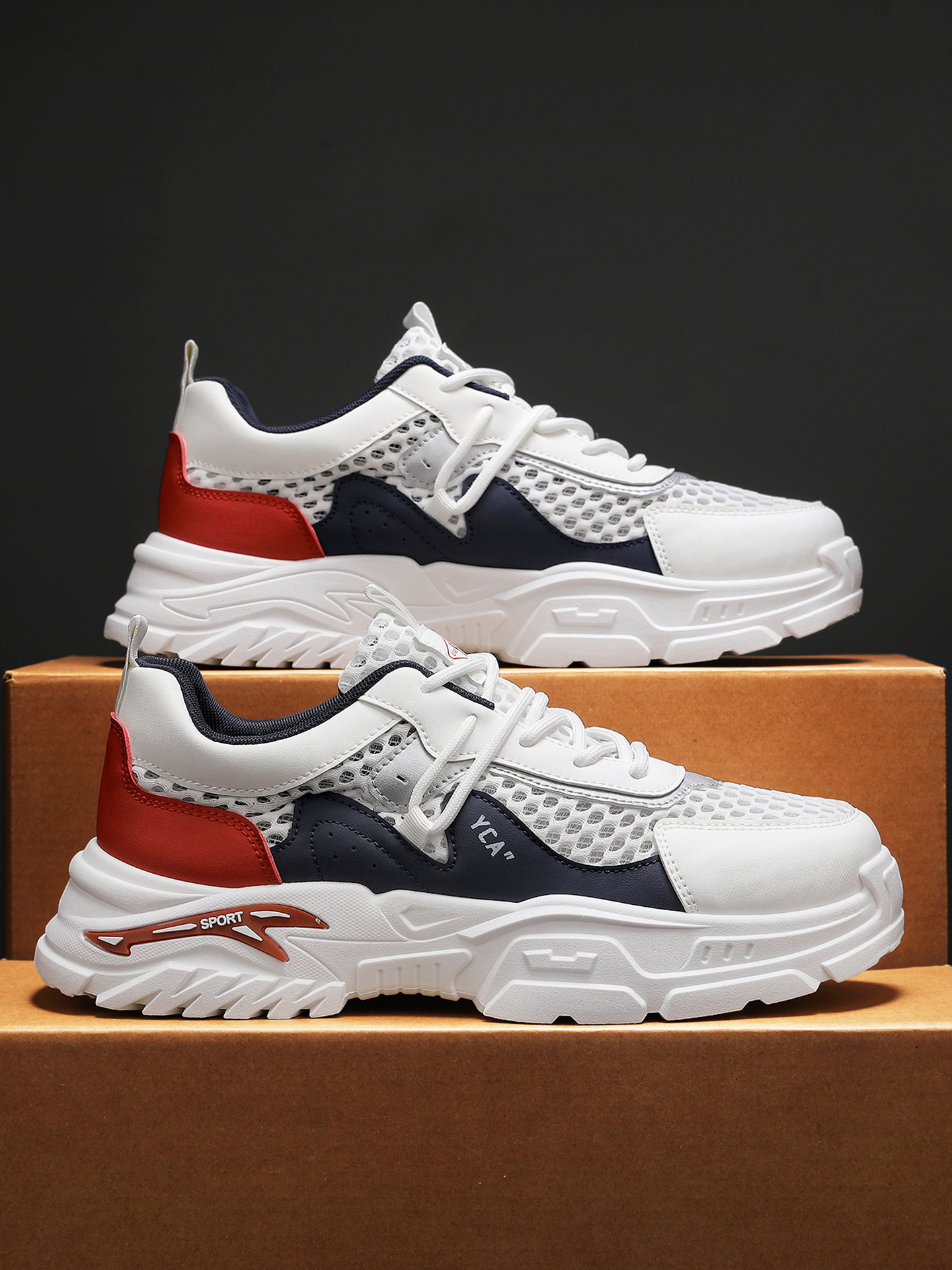 Men Breathable Mesh Chunky Sneakers