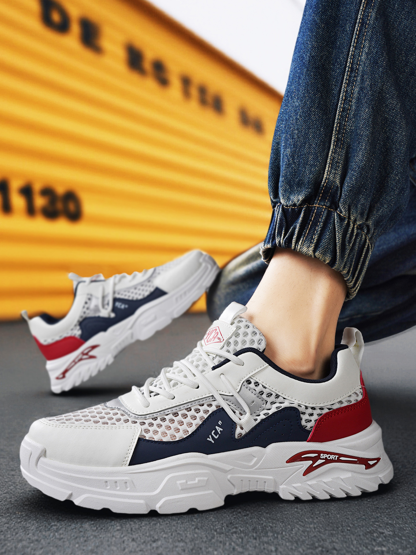Men Breathable Mesh Chunky Sneakers