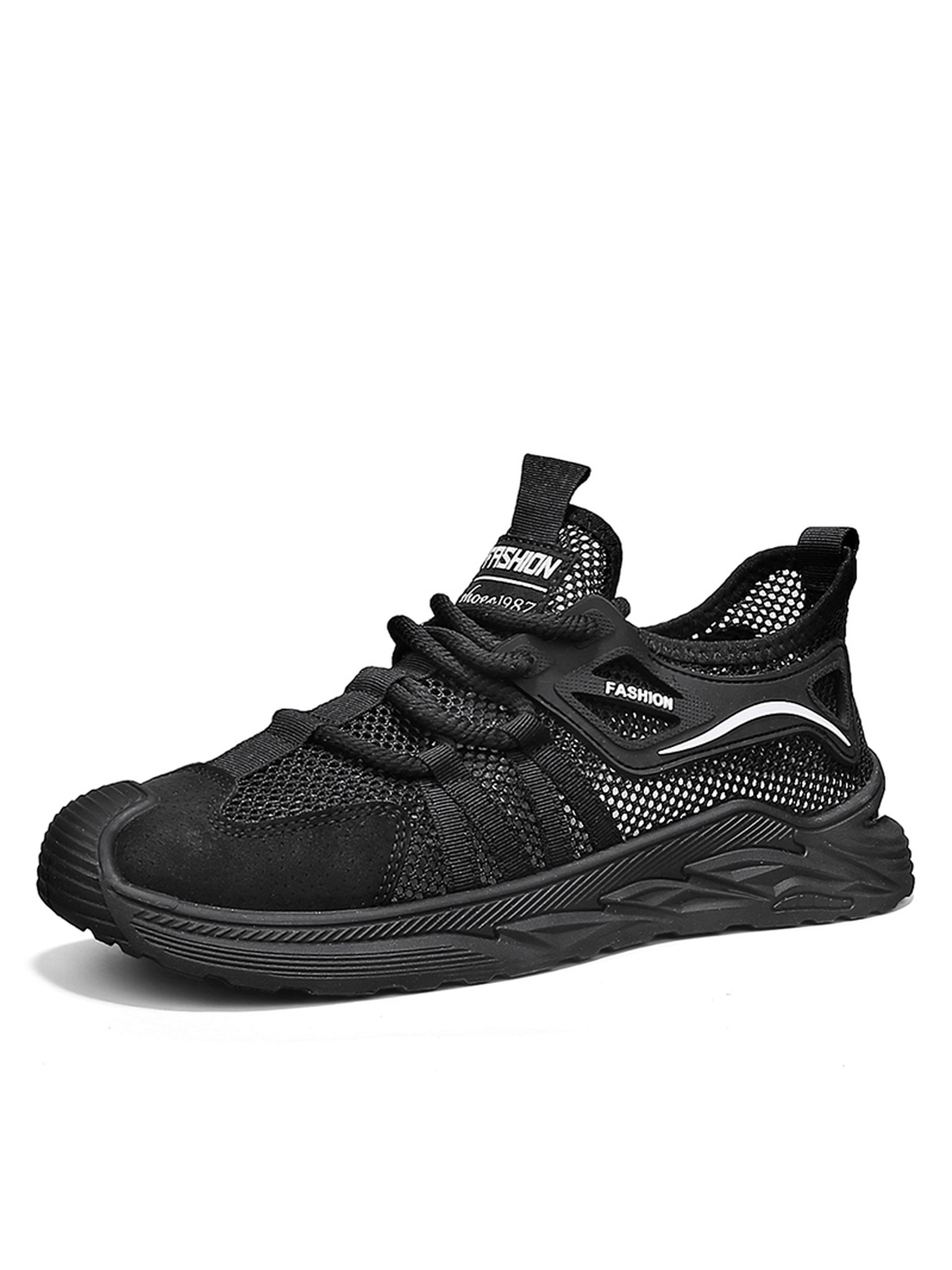 Men PU Textile Chunky Lace-Up Sneakers