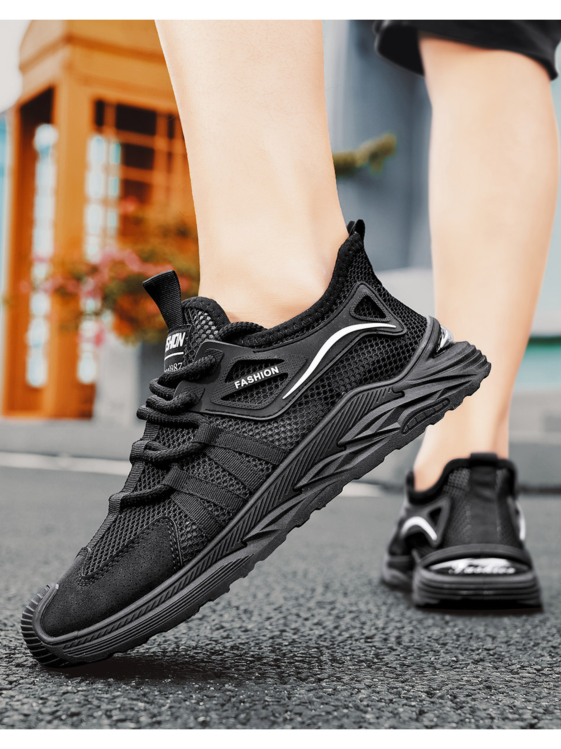 Men PU Textile Chunky Lace-Up Sneakers