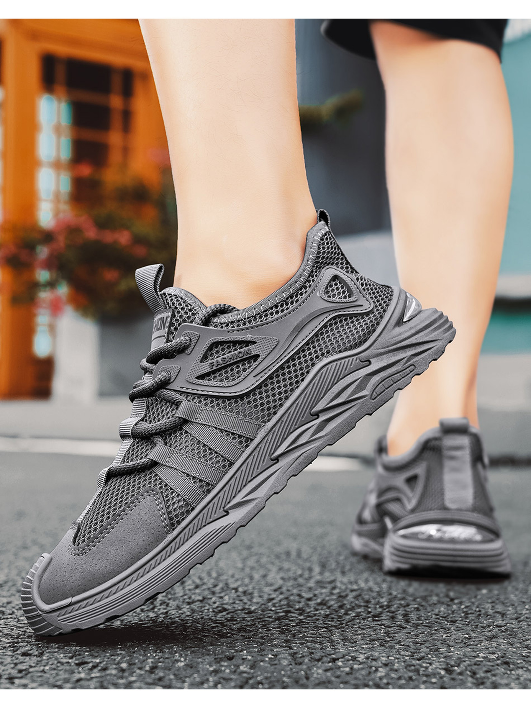 Men PU Textile Chunky Lace-Up Sneakers