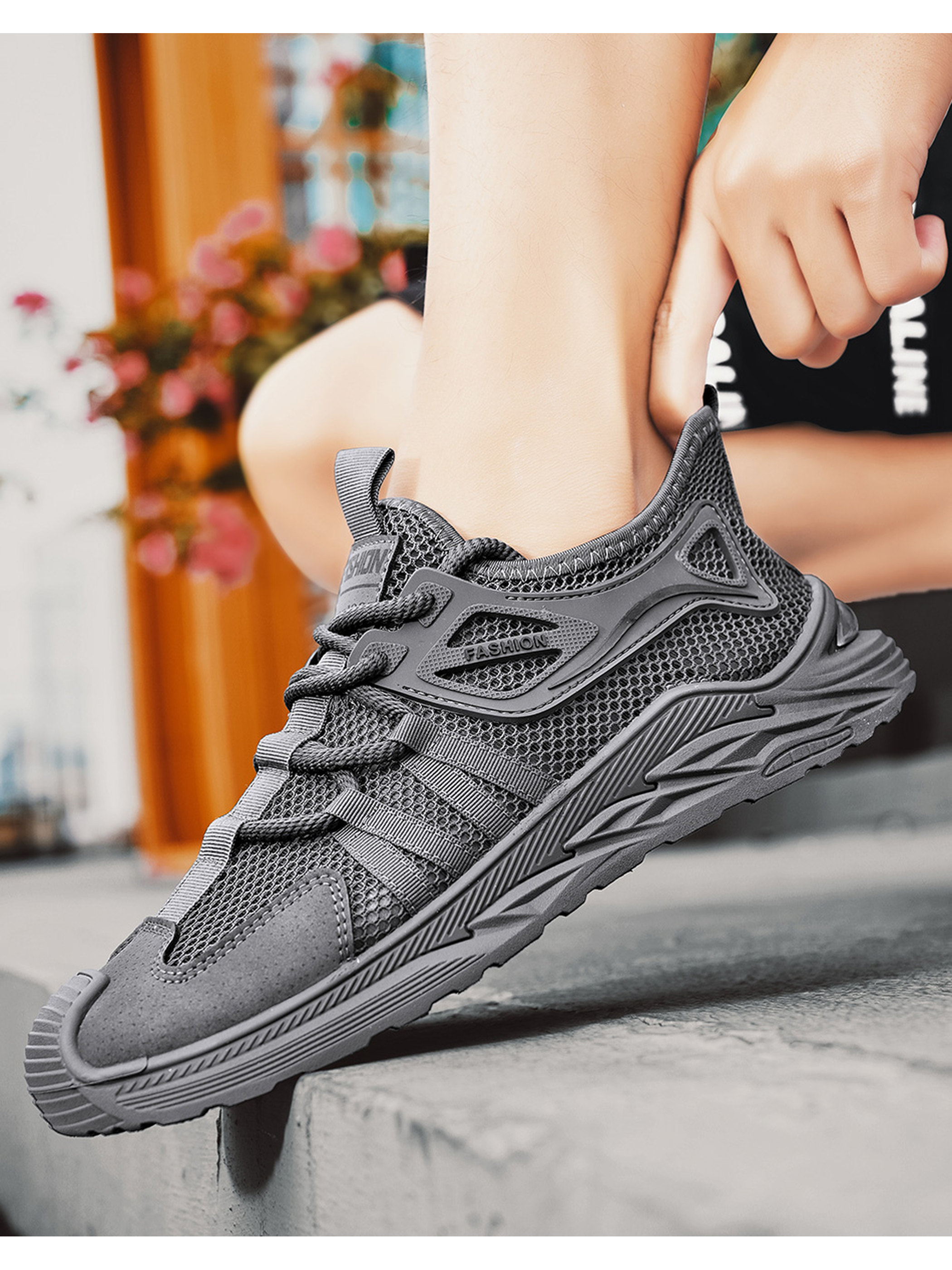 Men PU Textile Chunky Lace-Up Sneakers