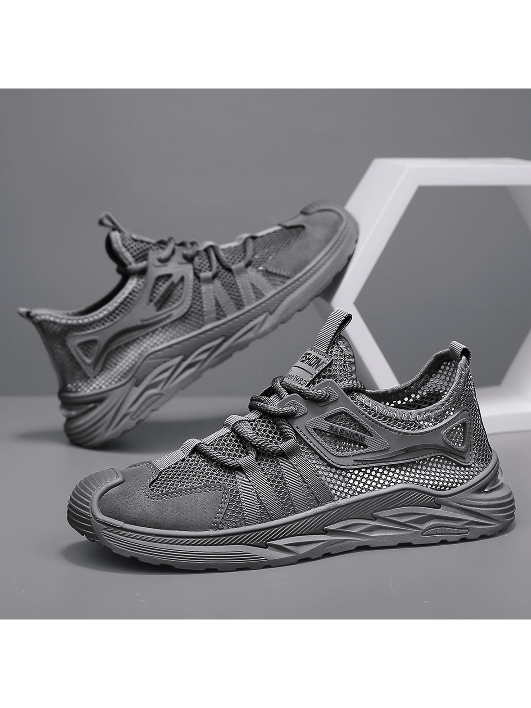 Men PU Textile Chunky Lace-Up Sneakers