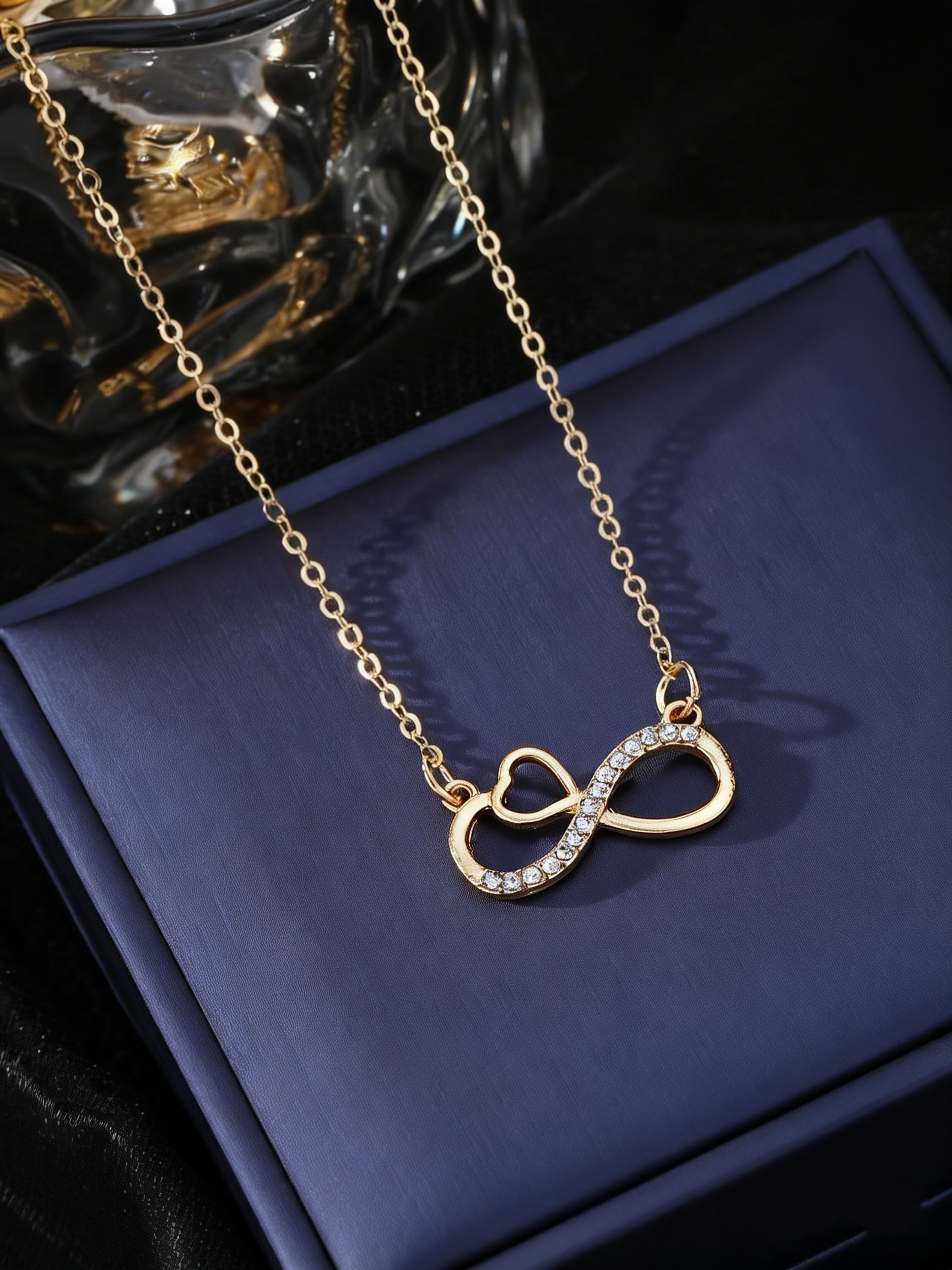 Gold Infinity Heart Pendant Necklace