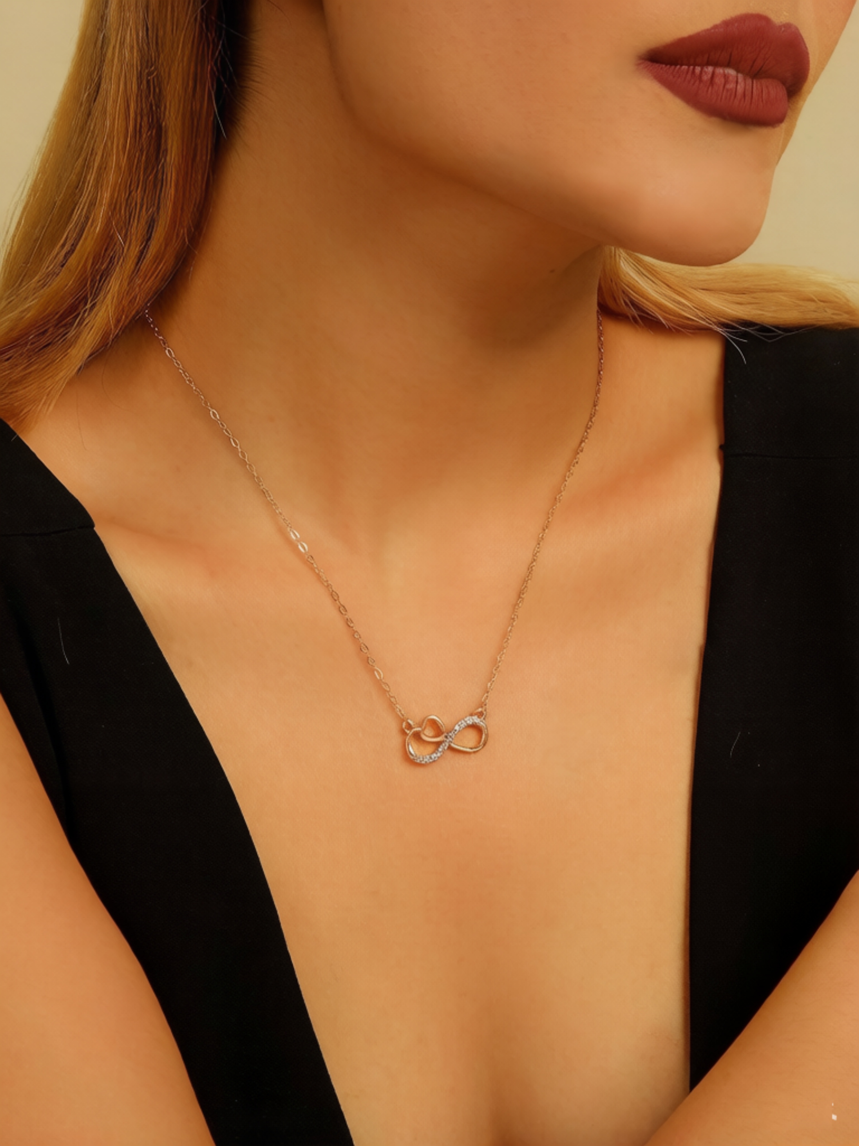 Gold Infinity Heart Pendant Necklace