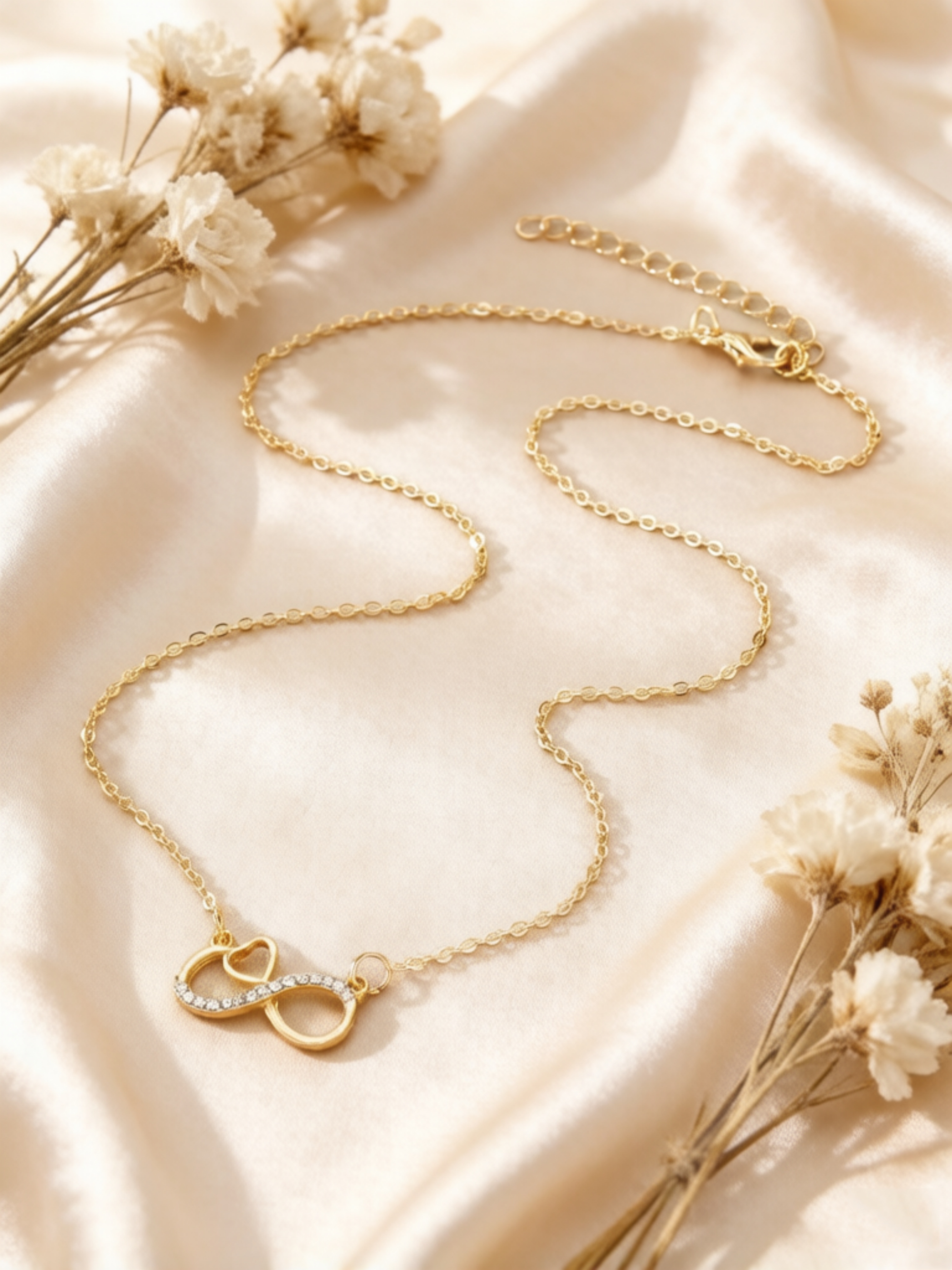 Gold Infinity Heart Pendant Necklace
